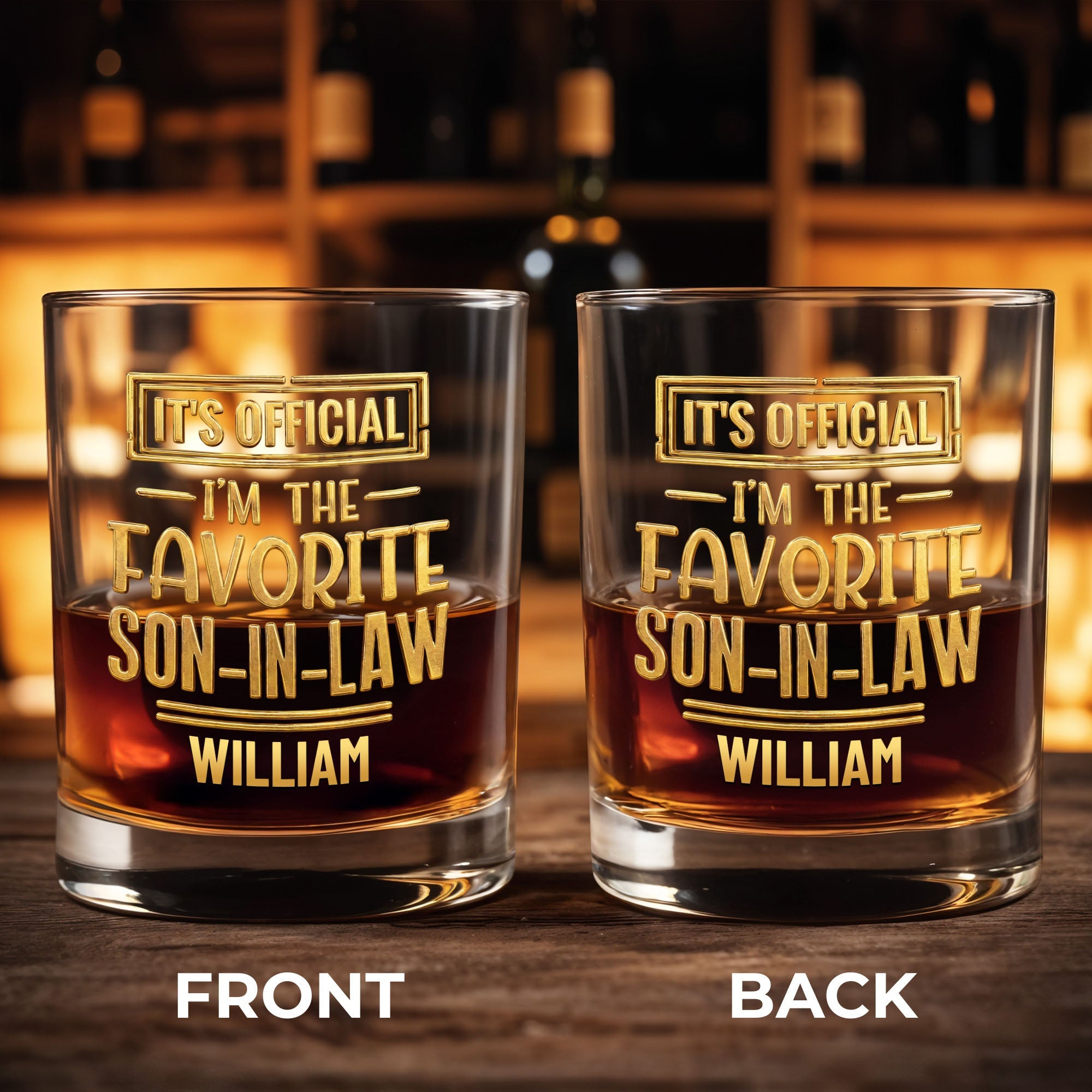 Personalized Whiskey Glass Custom Name Gift for Son-in-Law Whiskey Glass GradoCreations