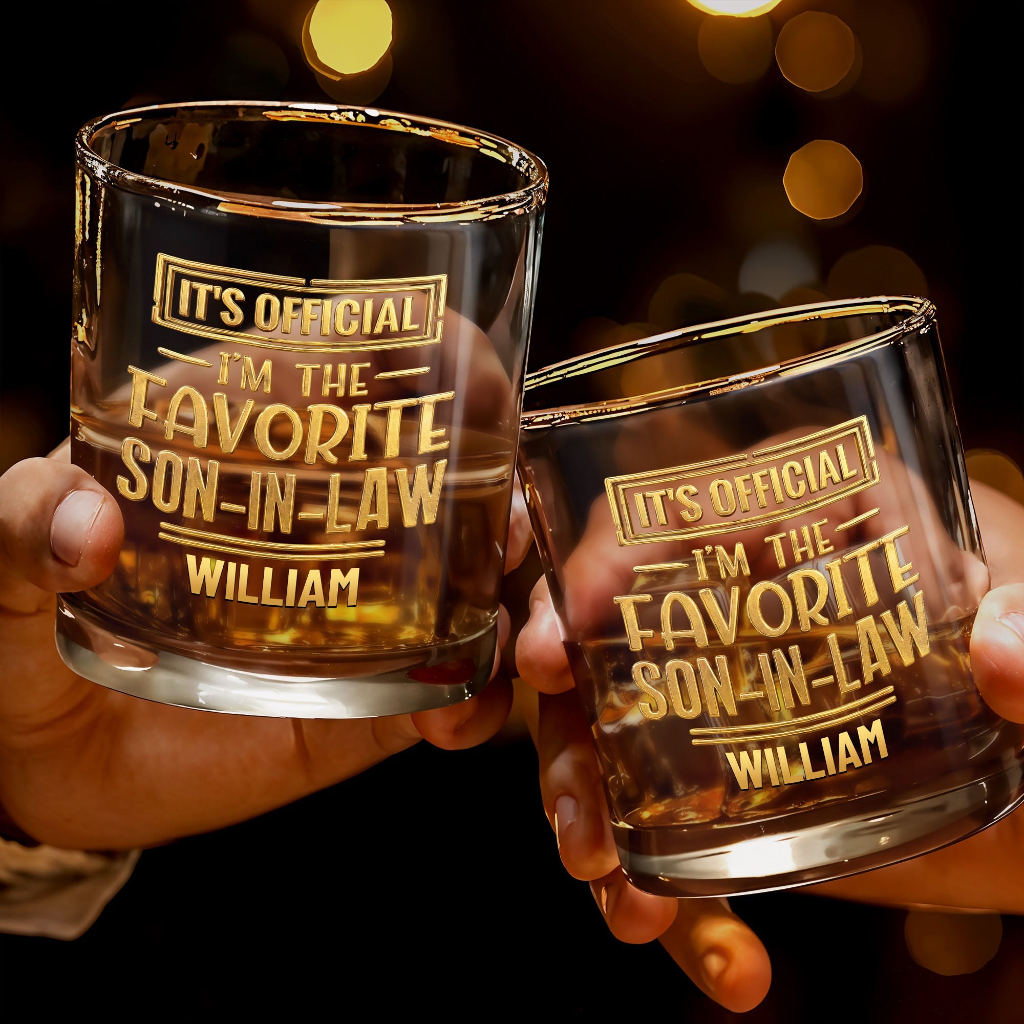Personalized Whiskey Glass Custom Name Gift for Son-in-Law Whiskey Glass GradoCreations