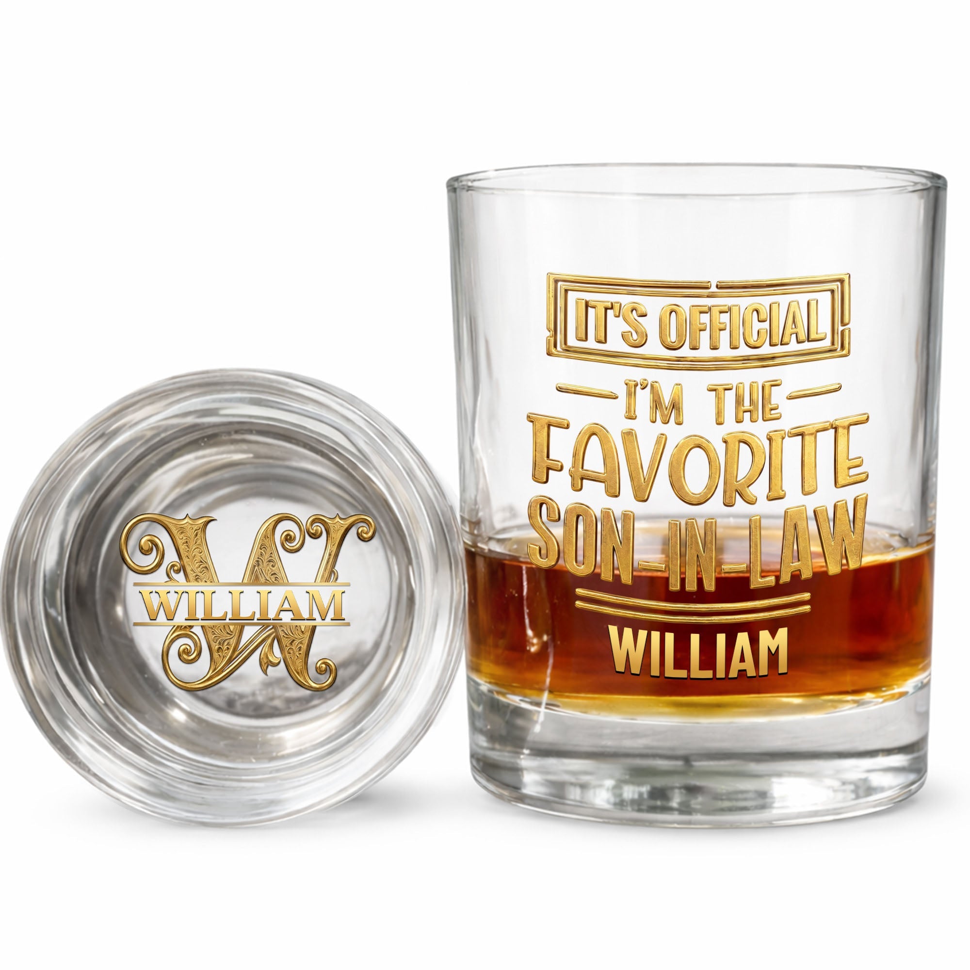 Personalized Whiskey Glass Custom Name Gift for Son-in-Law Whiskey Glass GradoCreations