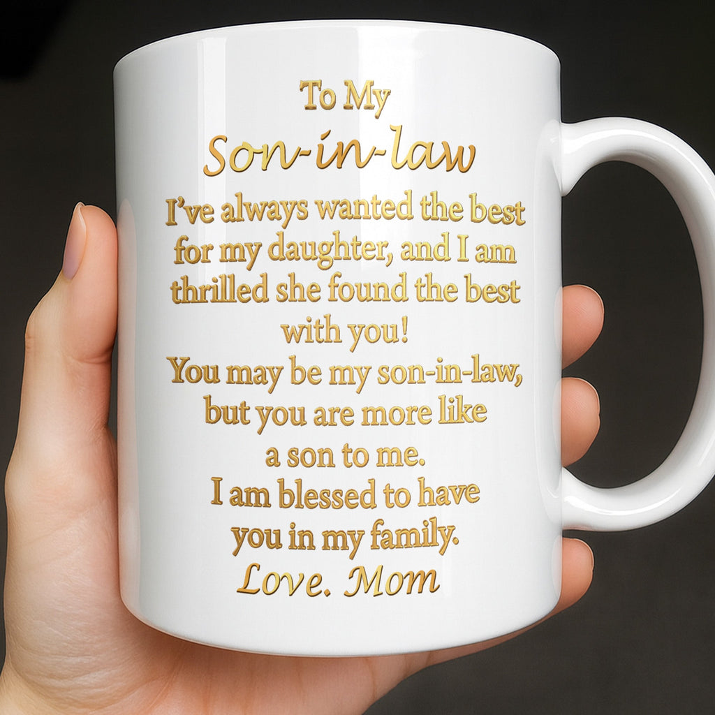 Personalized Gold Monogram Coffee Mug Gift for Son-in-Law Edge-to-edge Mug GradoCreations
