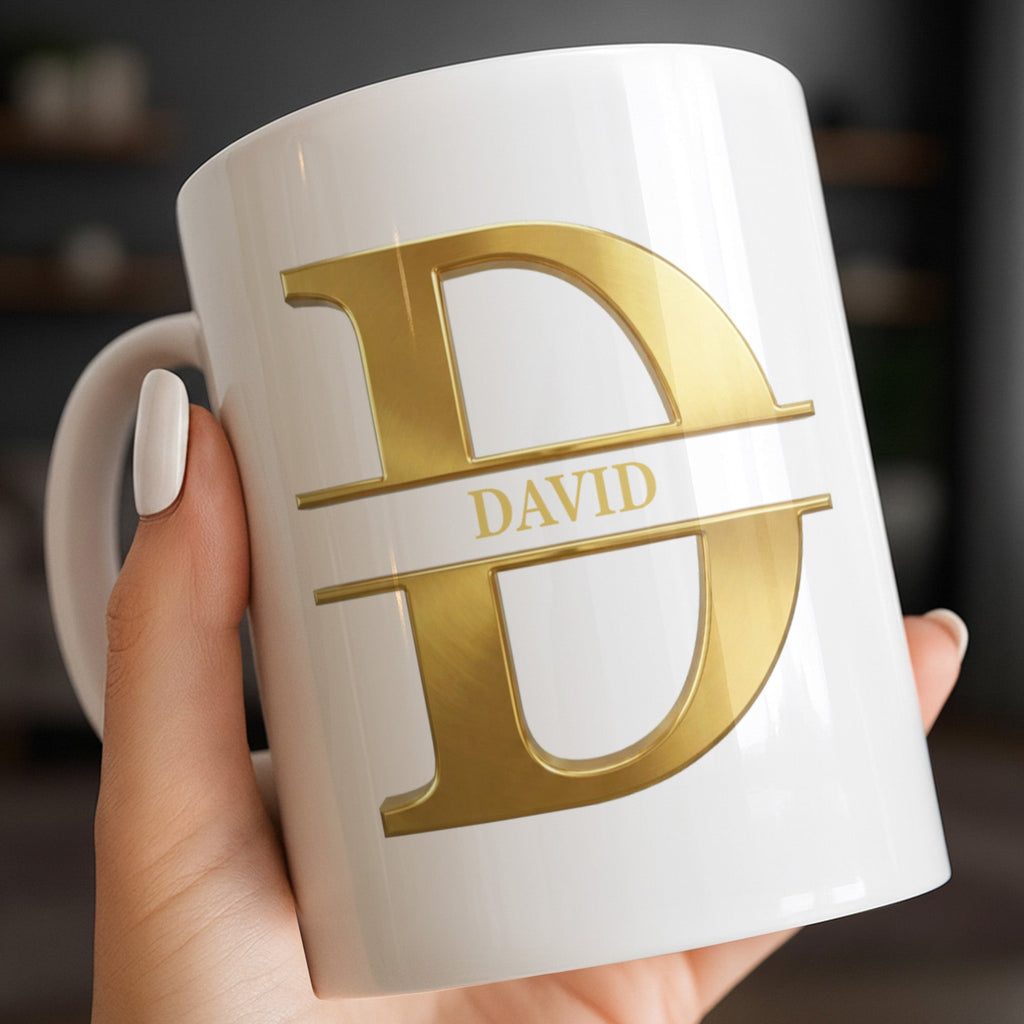 Personalized Gold Monogram Coffee Mug Gift for Son-in-Law Edge-to-edge Mug GradoCreations