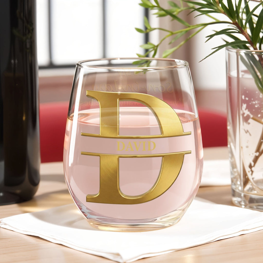 Personalized Stemless Wine Glass Custom Name Gift for Son-in-Law