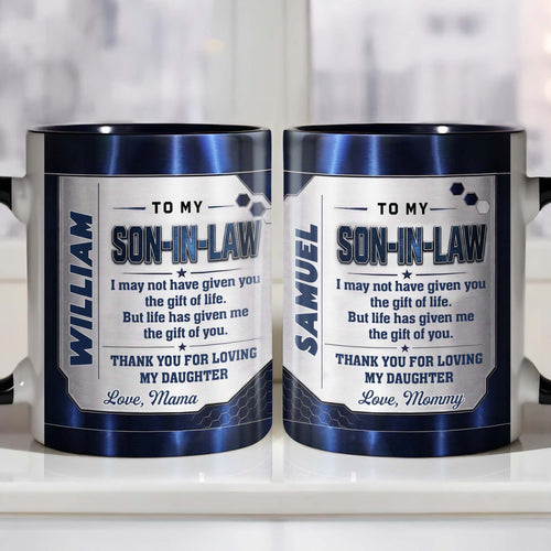 Personalized Accent Mug for Son-In-Law Custom Message Gift Accent Mug GradoCreations