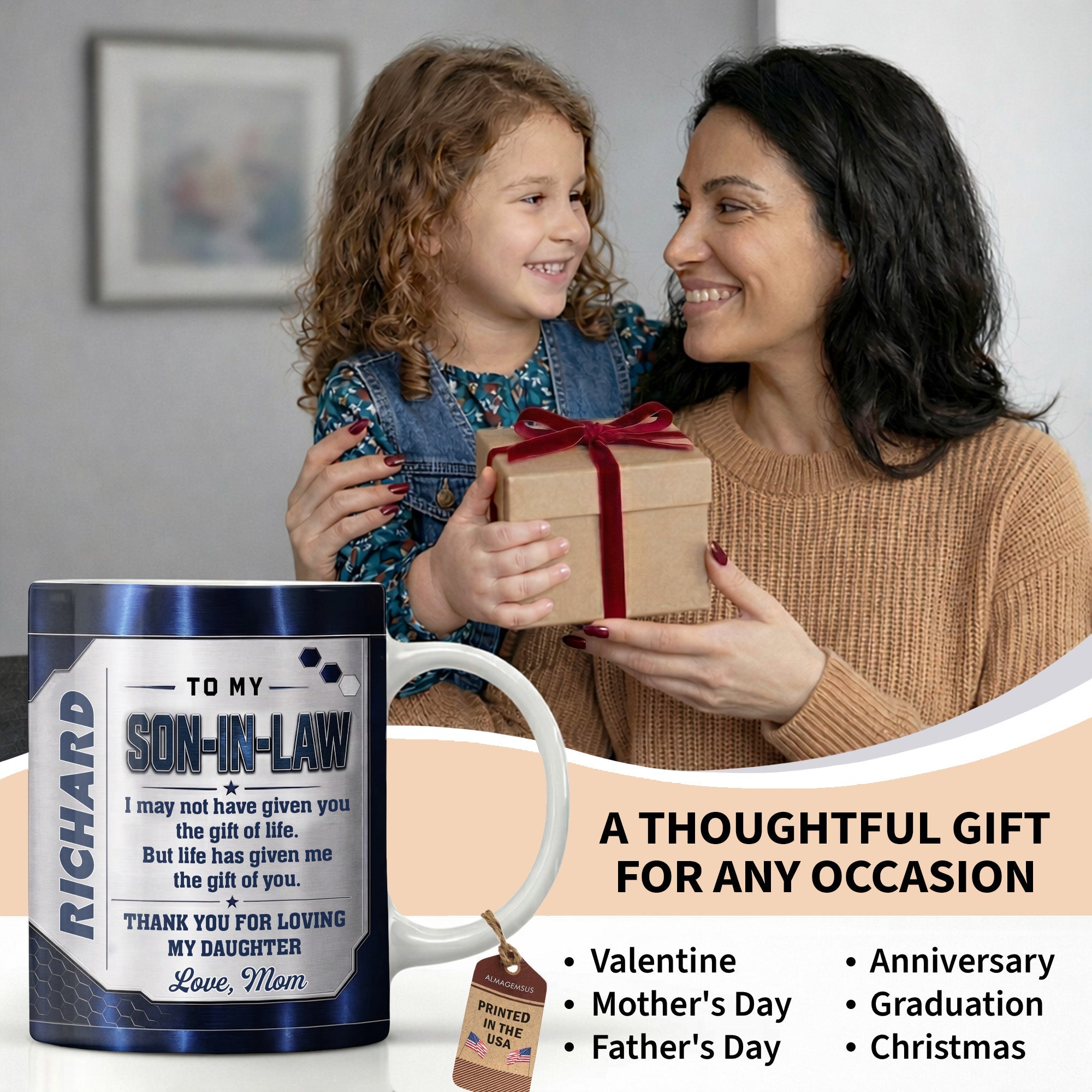 Personalized Coffee Mug for Son-in-Law Custom Gift Idea Edge-to-edge Mug GradoCreations