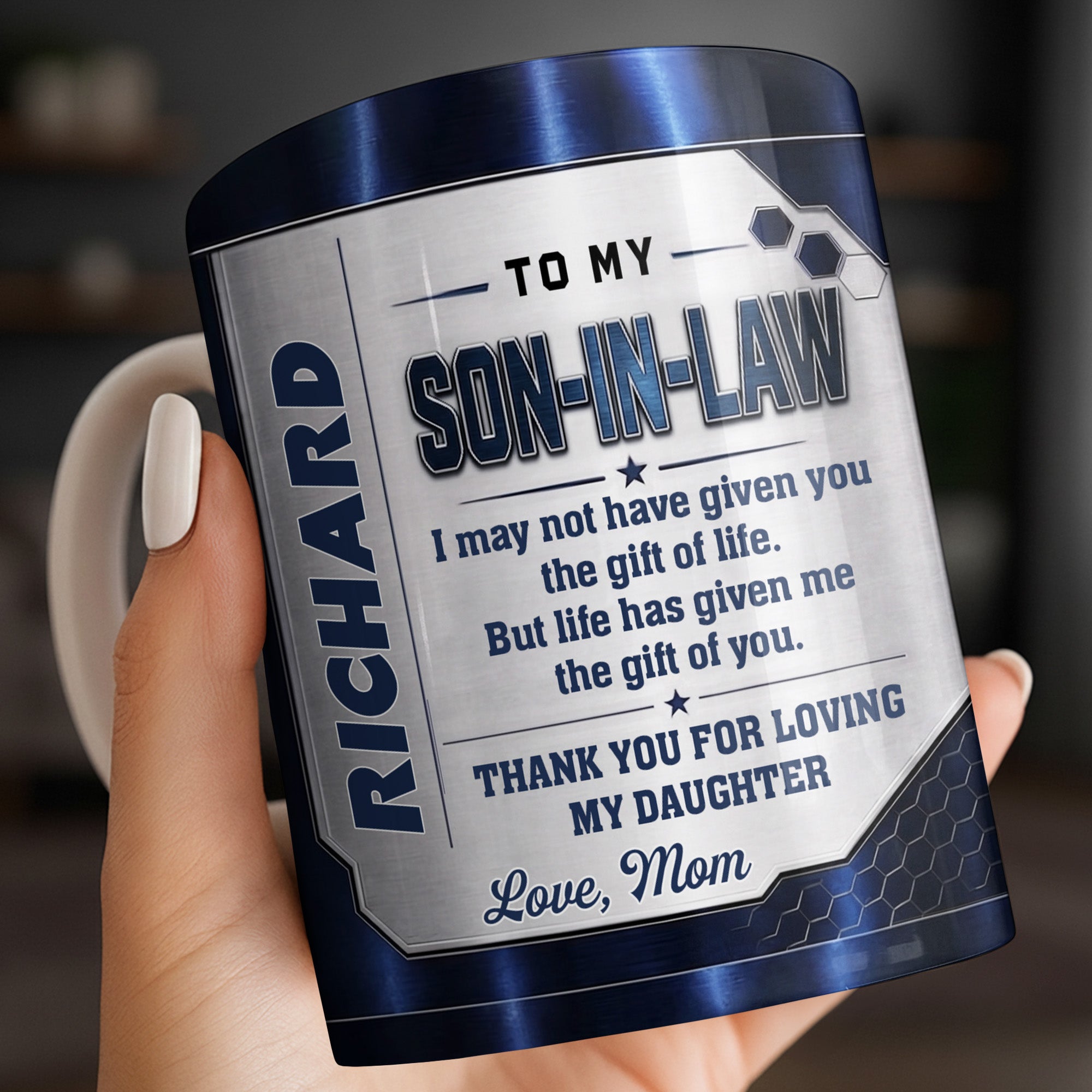 Personalized Coffee Mug for Son-in-Law Custom Gift Idea Edge-to-edge Mug GradoCreations