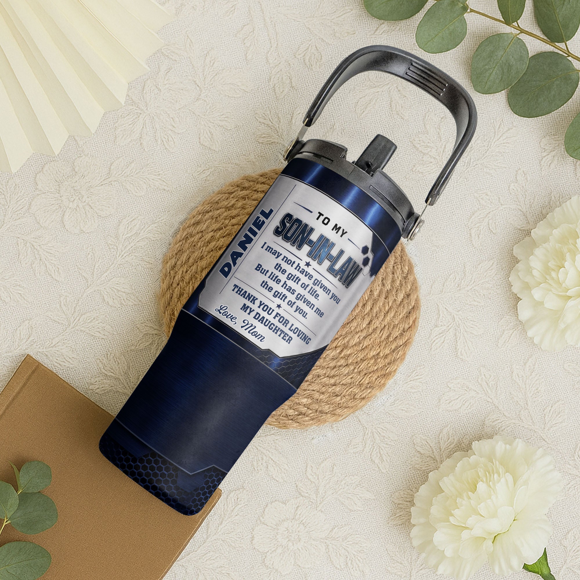 Personalized 30oz Tumbler Gift for Son-in-Law with Handle