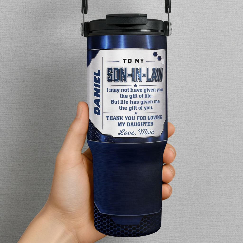 Personalized 30oz Tumbler Gift for Son-in-Law with Handle