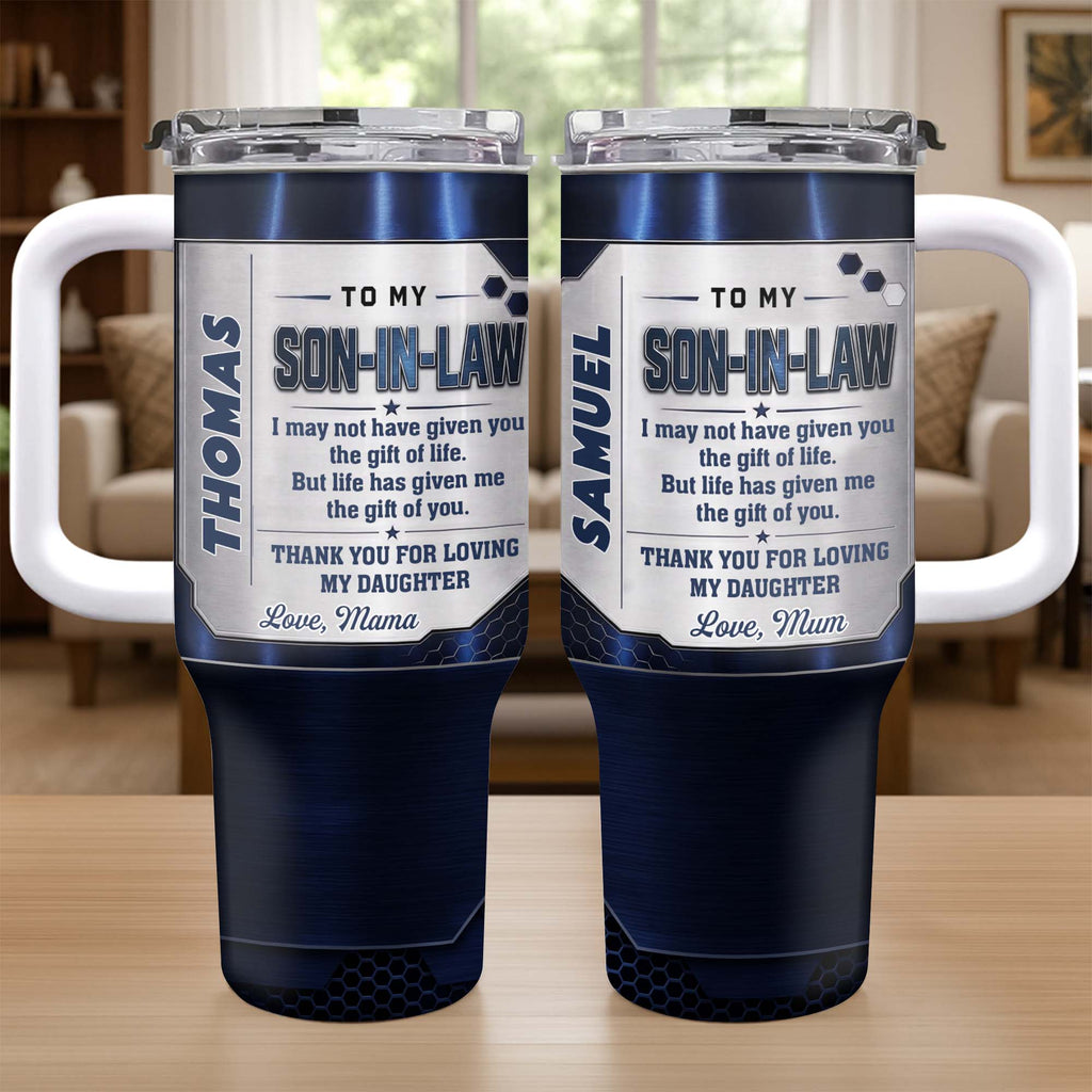 Customized 40oz Tumbler Gift for Son-in-Law with Straw
