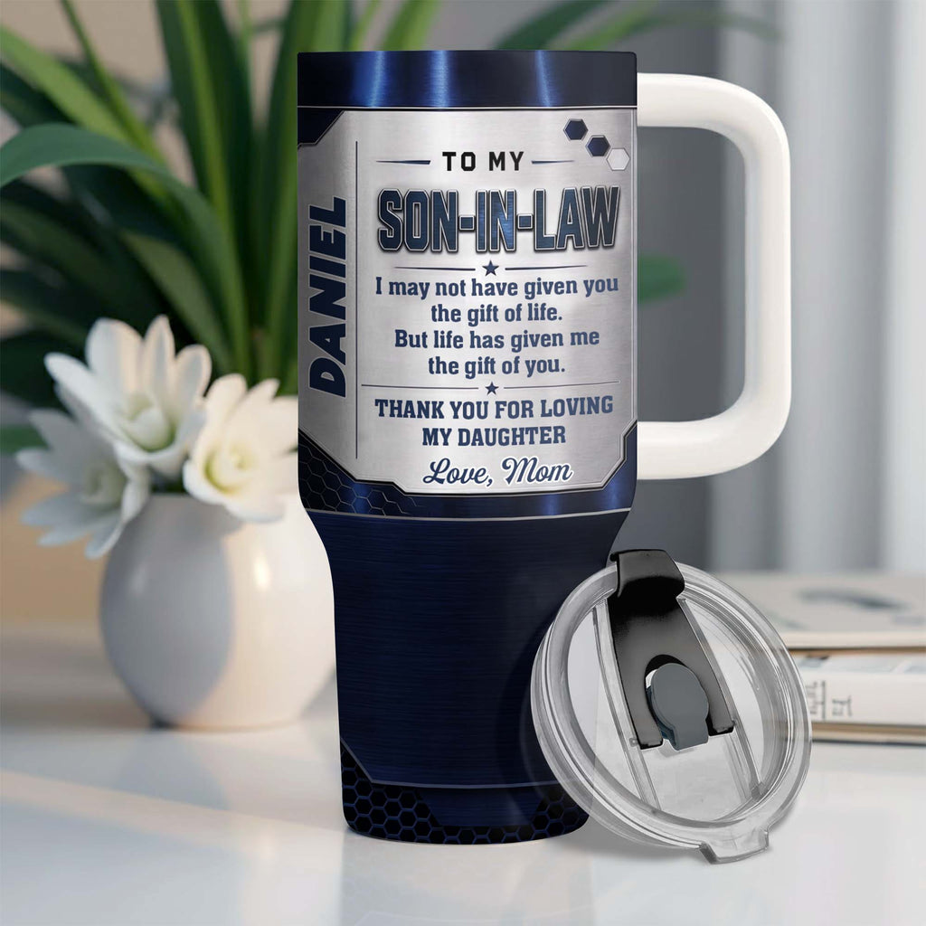 Customized 40oz Tumbler Gift for Son-in-Law with Straw