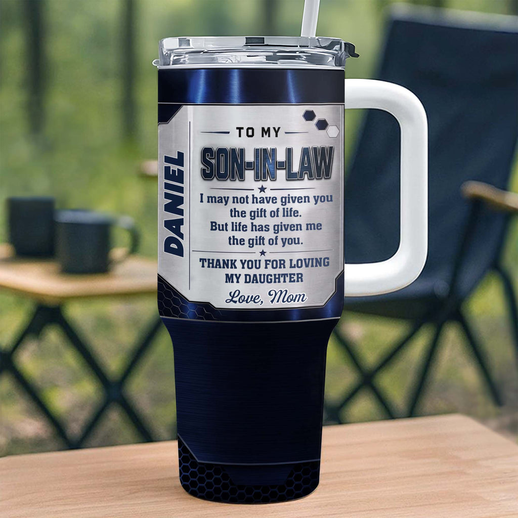 Customized 40oz Tumbler Gift for Son-in-Law with Straw