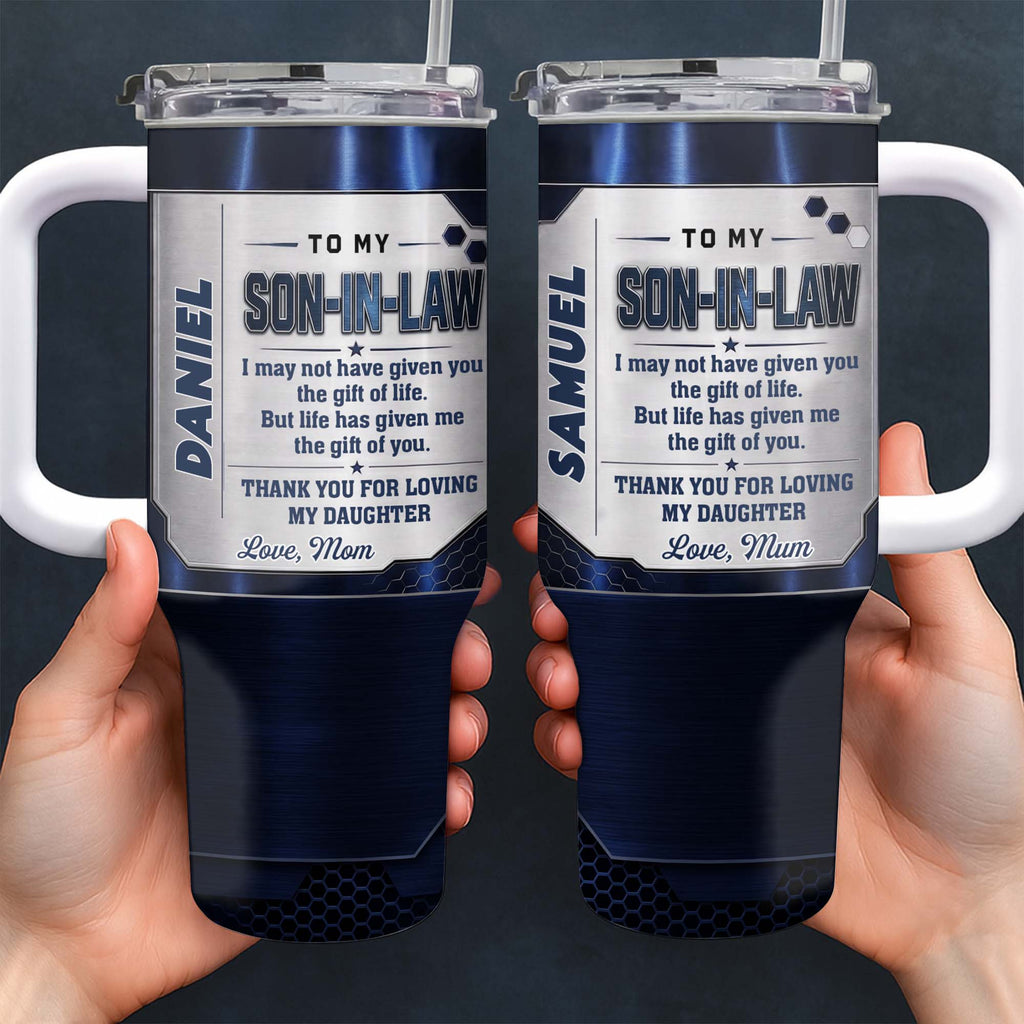 Customized 40oz Tumbler Gift for Son-in-Law with Straw