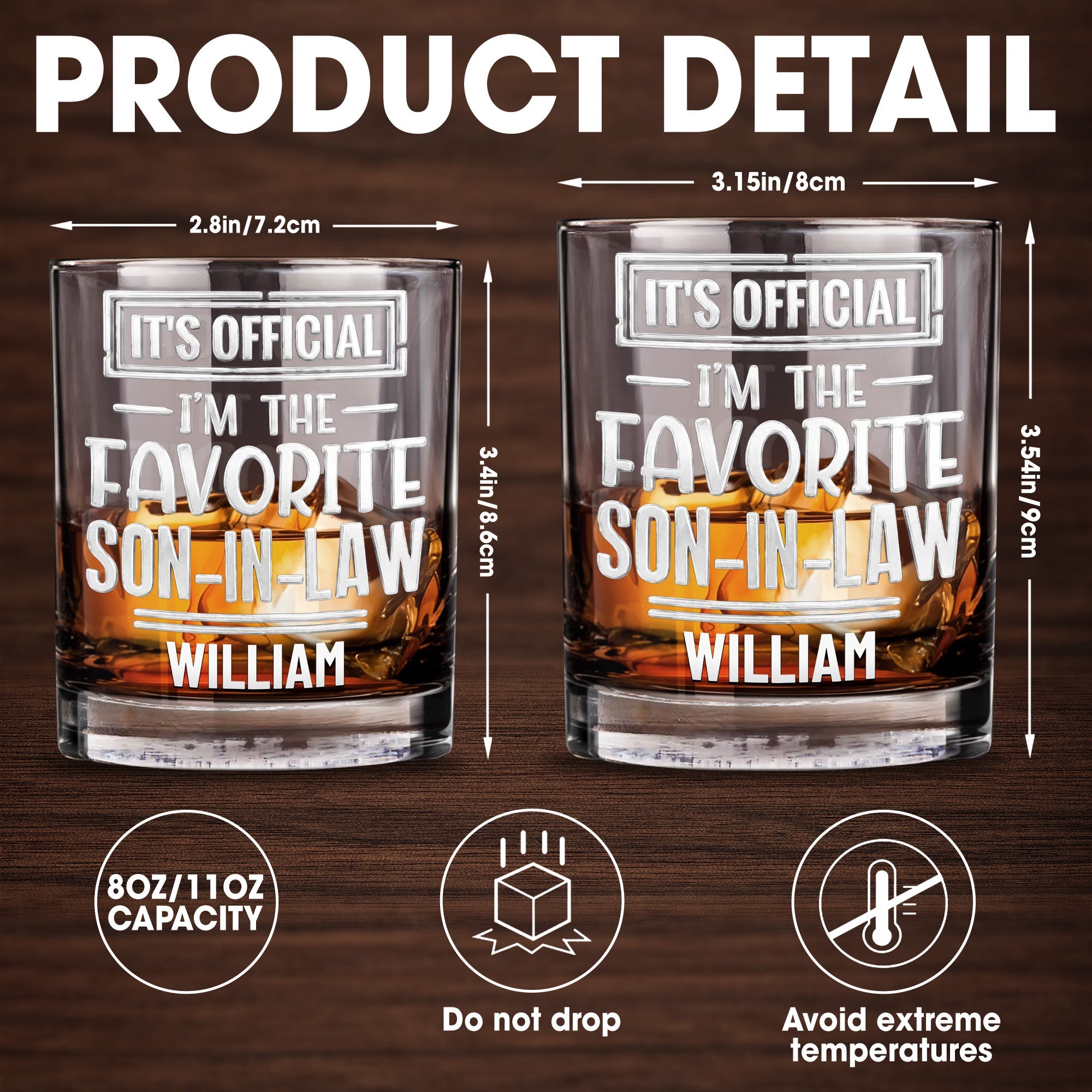 Personalized Custom Whiskey Glass Gift for Son-In-Law Birthday Whiskey Glass GradoCreations