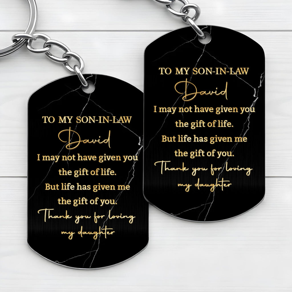Personalized Stainless Steel Keychain Gift for Son-in-Law Stainless Steel Keychain GradoCreations