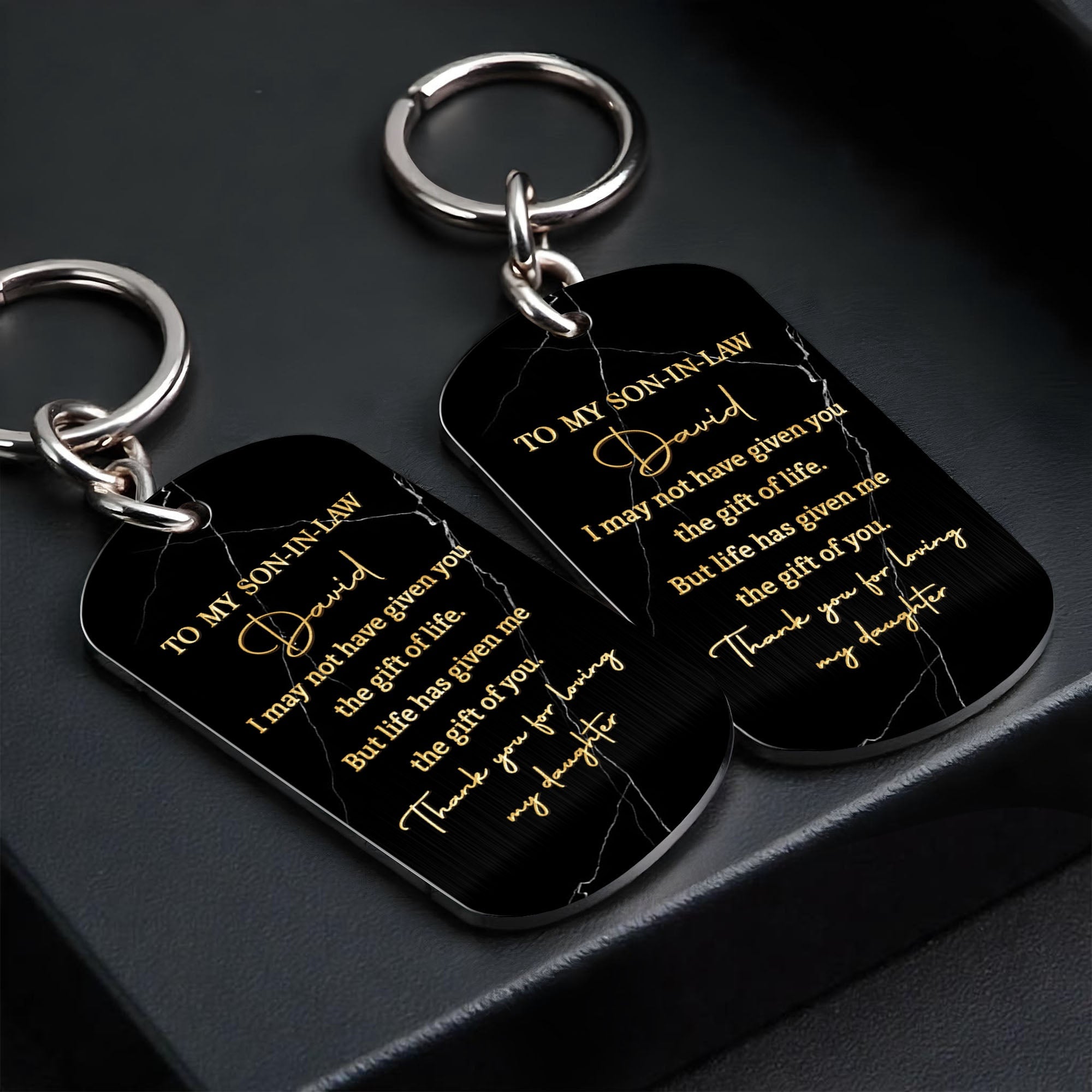 Personalized Stainless Steel Keychain Gift for Son-in-Law Stainless Steel Keychain GradoCreations
