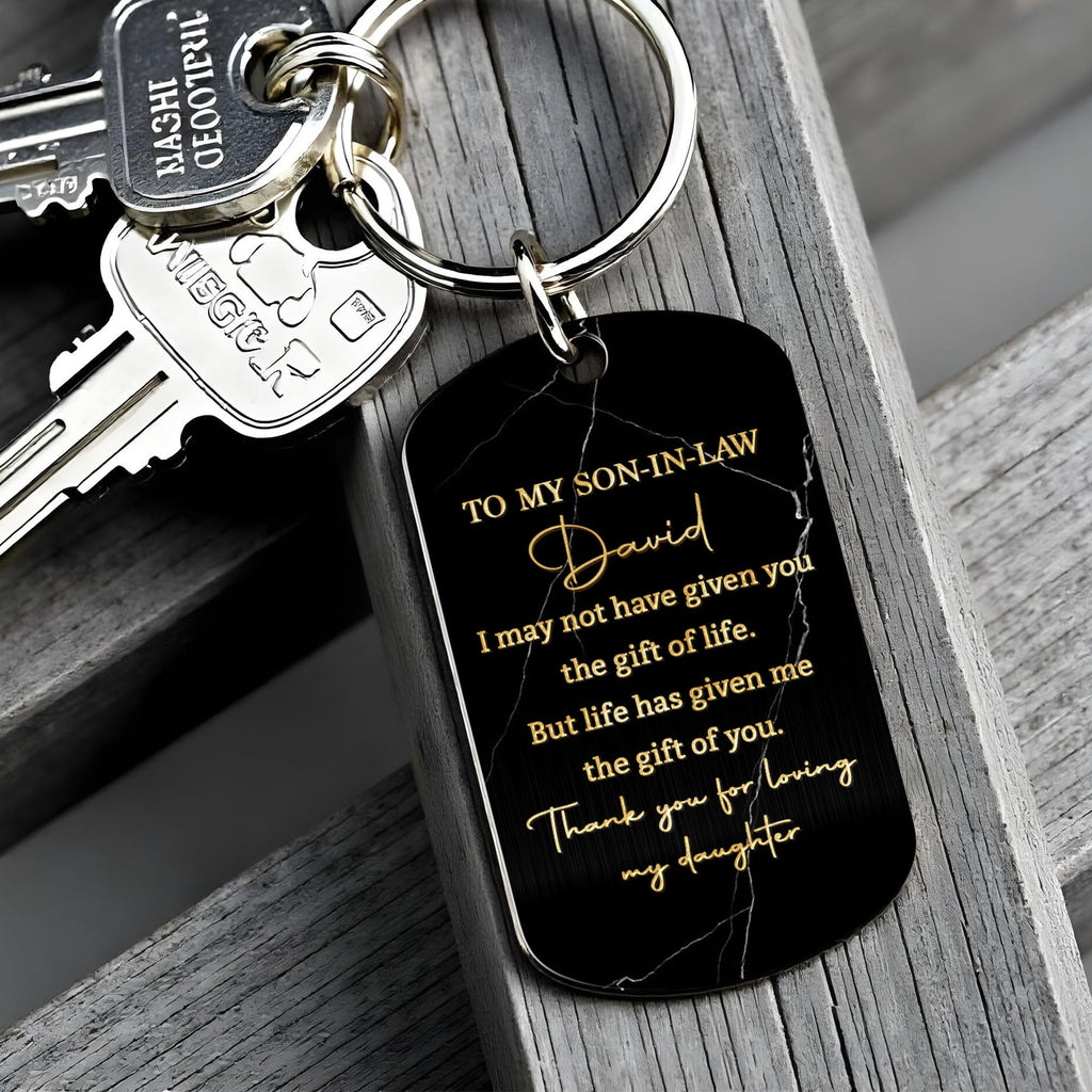 Personalized Stainless Steel Keychain Gift for Son-in-Law Stainless Steel Keychain GradoCreations