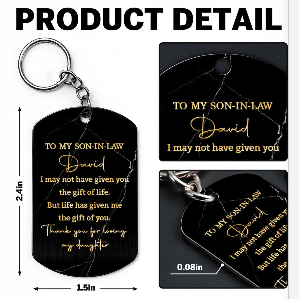 Personalized Stainless Steel Keychain Gift for Son-in-Law Stainless Steel Keychain GradoCreations