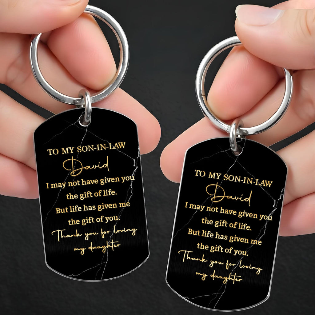 Personalized Stainless Steel Keychain Gift for Son-in-Law Stainless Steel Keychain GradoCreations