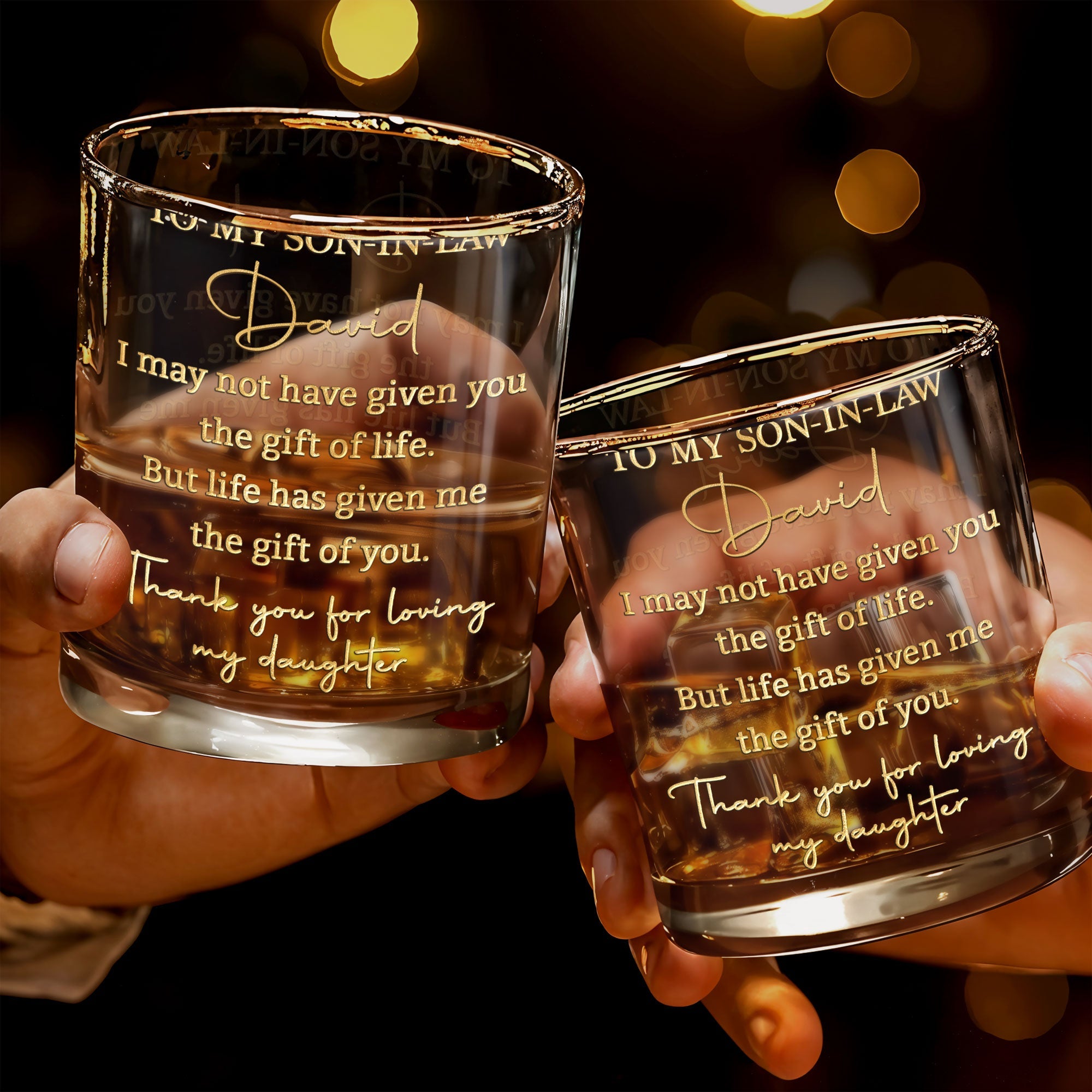 Personalized Custom Whiskey Glass Gift for Son-in-Law
