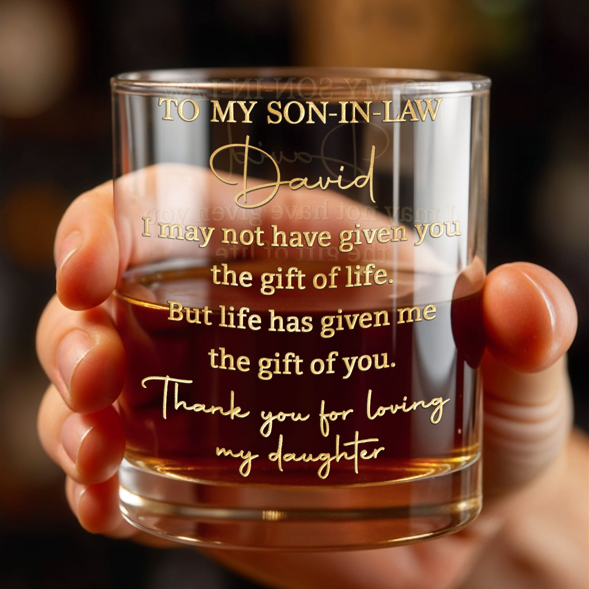 Personalized Custom Whiskey Glass Gift for Son-in-Law Whiskey Glass GradoCreations