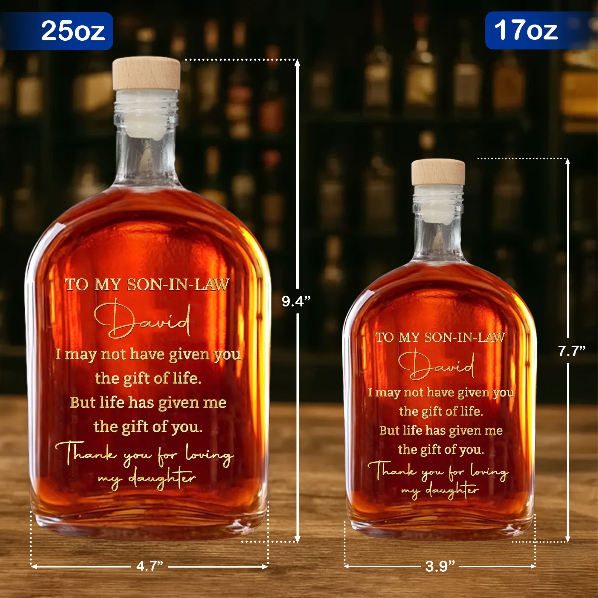 Personalized Whiskey Bottle Custom Gift for Son-in-Law Whiskey Bottle GradoCreations