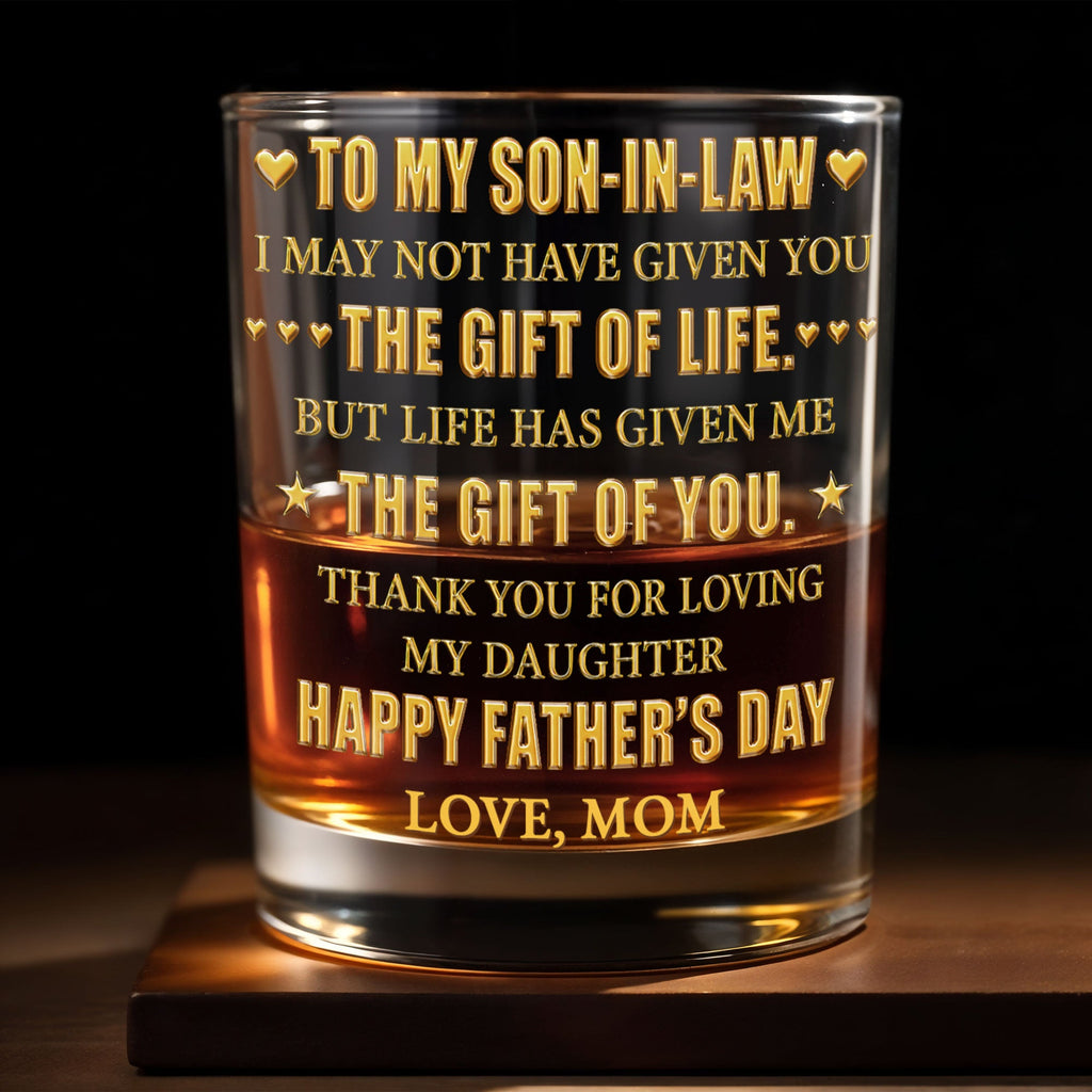 Personalized Whiskey Glass Custom Gift for Son-in-Law Whiskey Glass GradoCreations