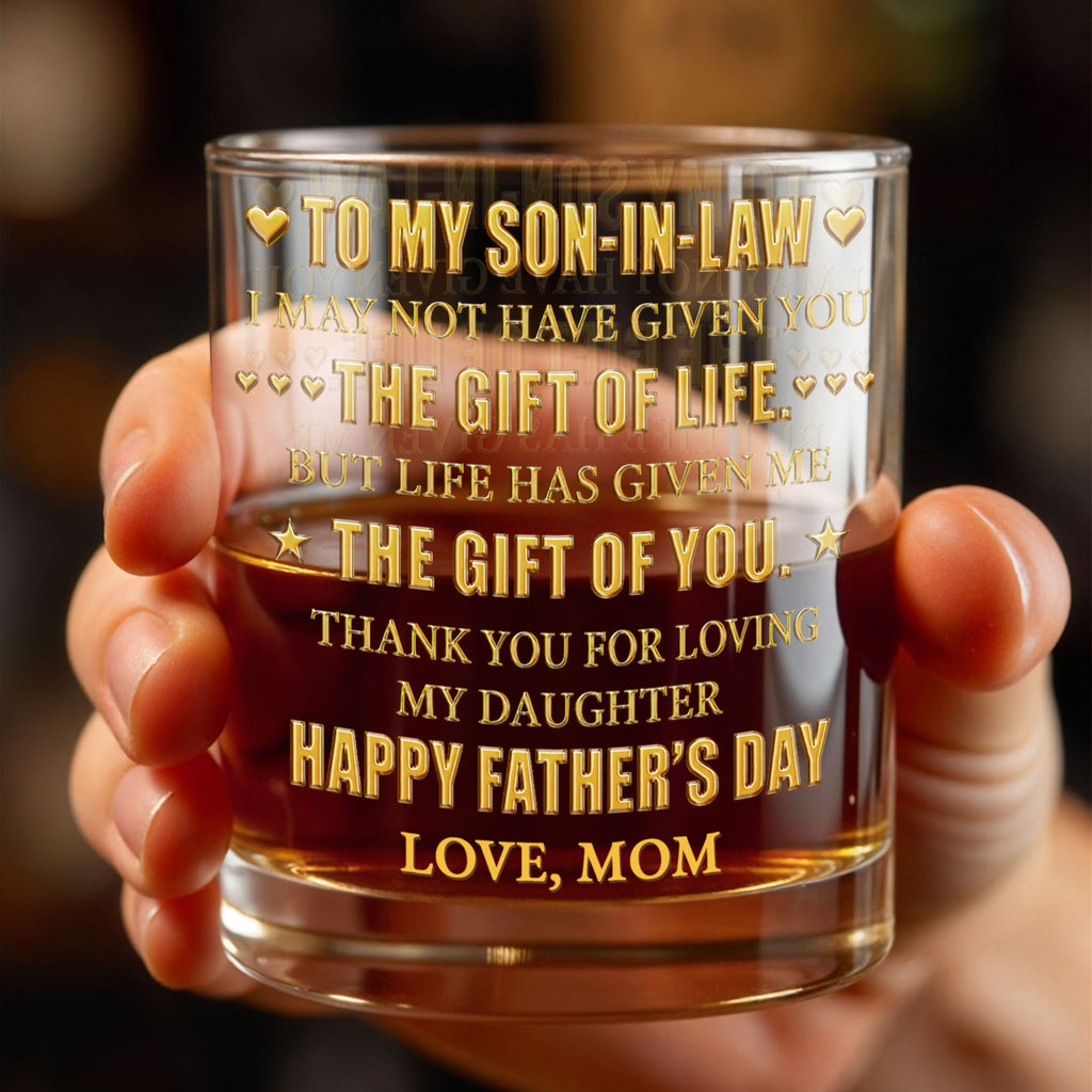 Personalized Whiskey Glass Custom Gift for Son-in-Law Whiskey Glass GradoCreations