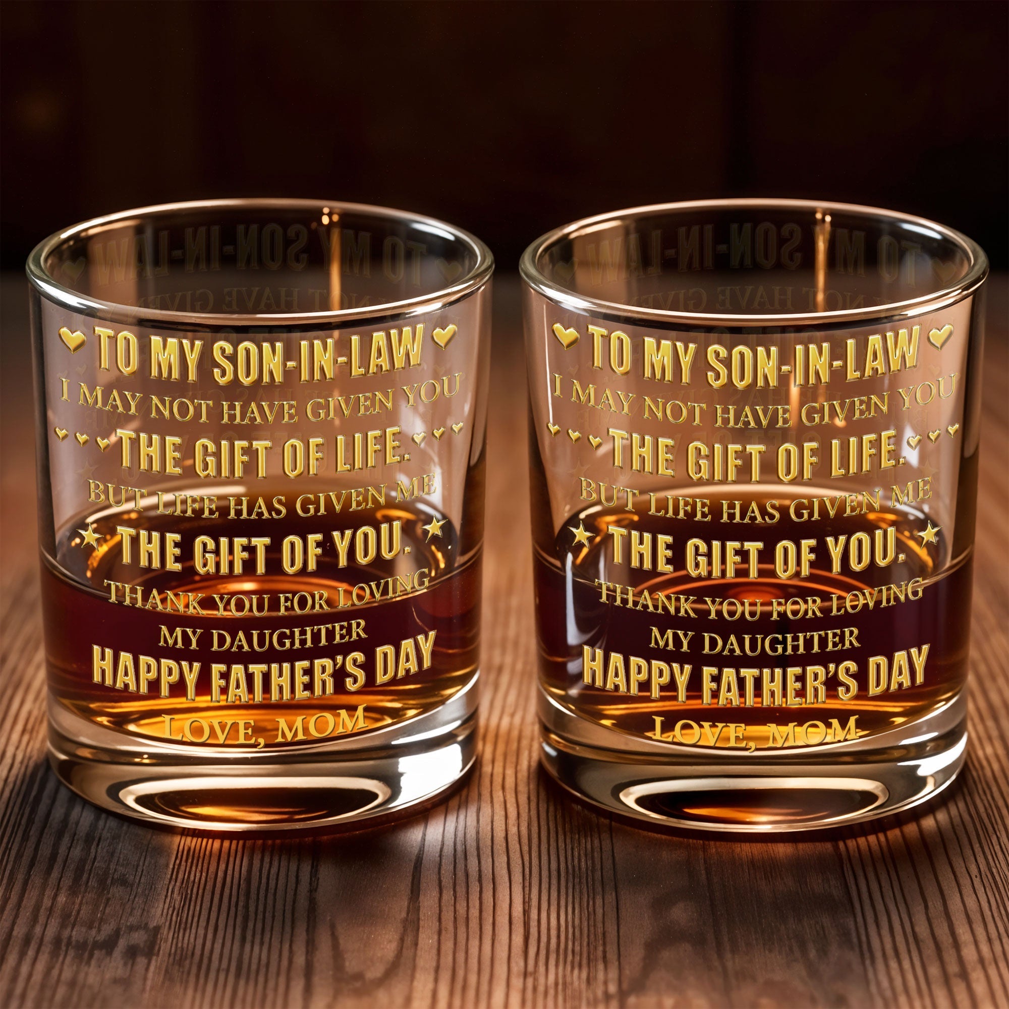 Personalized Whiskey Glass Custom Gift for Son-in-Law Whiskey Glass GradoCreations
