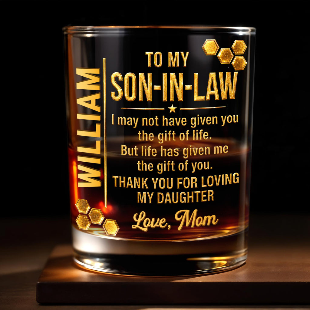 Personalized Custom Whiskey Glass Gift for Son-in-Law - 8oz/11oz Whiskey Glass GradoCreations
