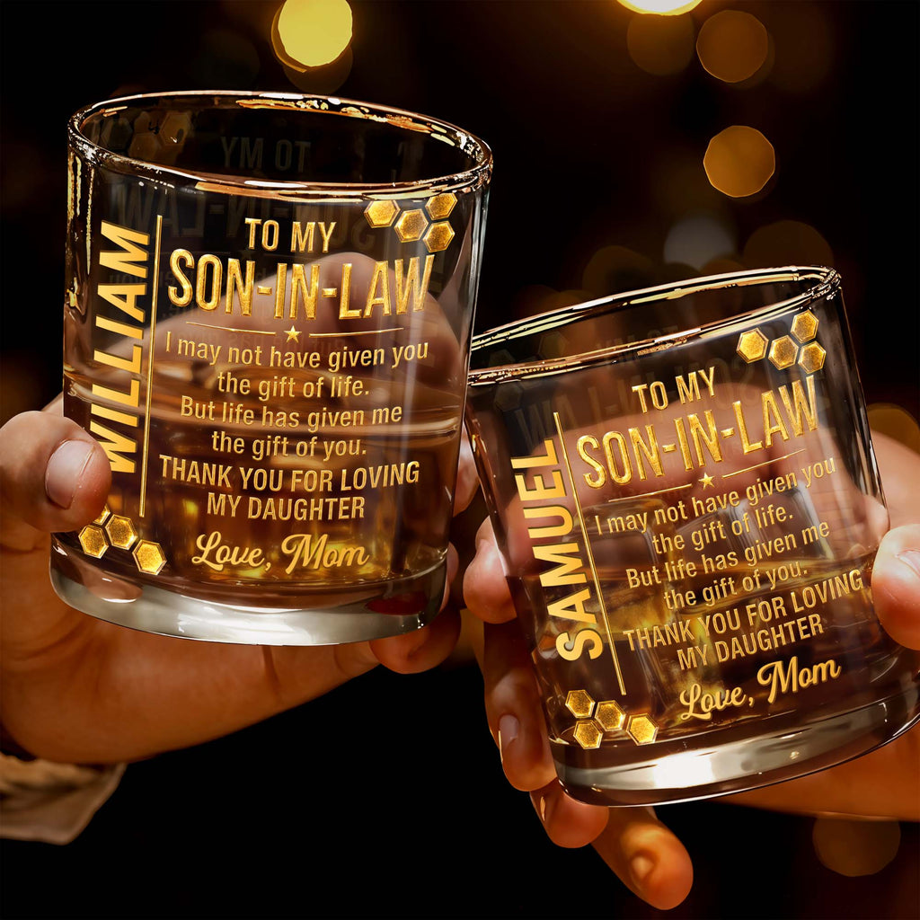Personalized Custom Whiskey Glass Gift for Son-in-Law - 8oz/11oz Whiskey Glass GradoCreations