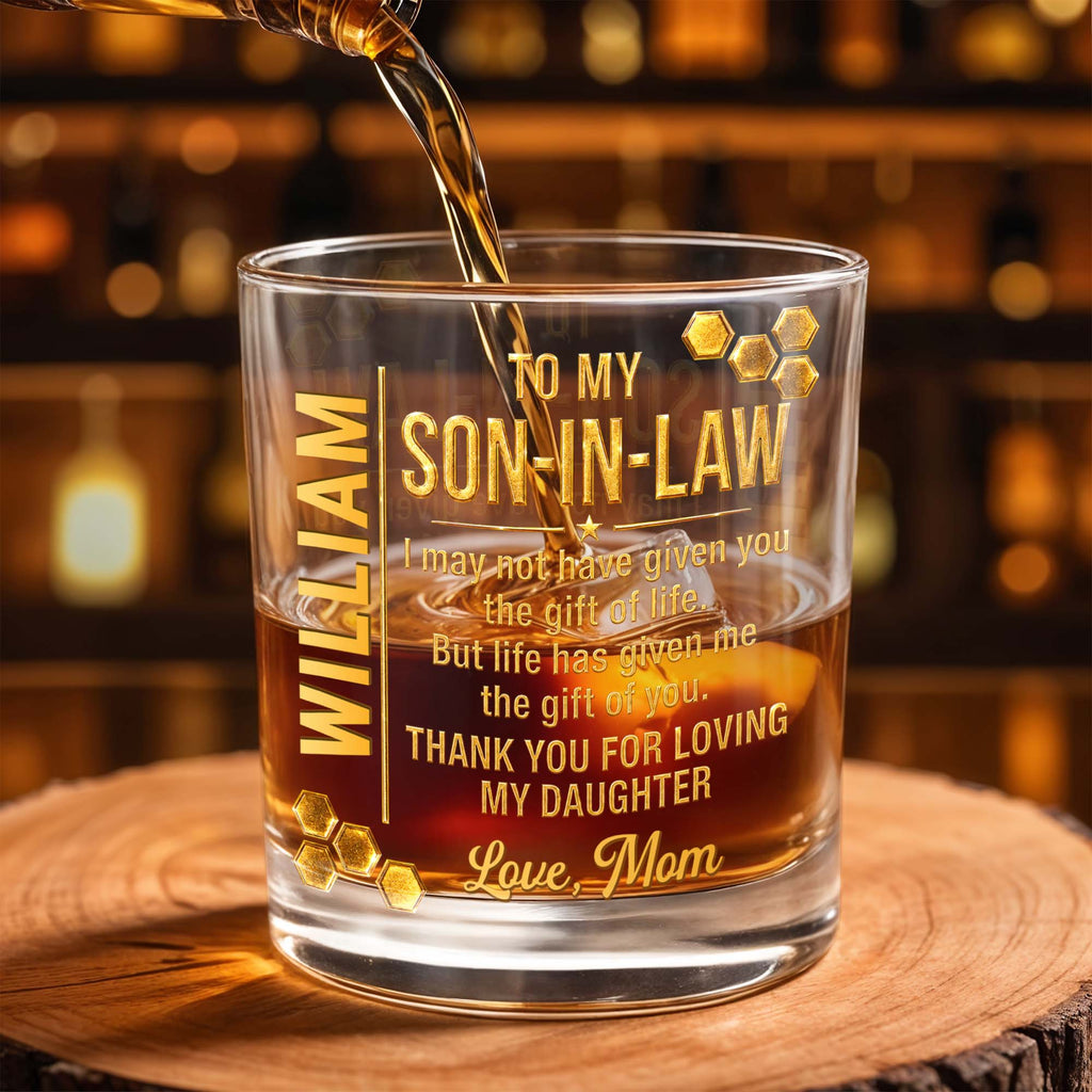 Personalized Custom Whiskey Glass Gift for Son-in-Law - 8oz/11oz Whiskey Glass GradoCreations