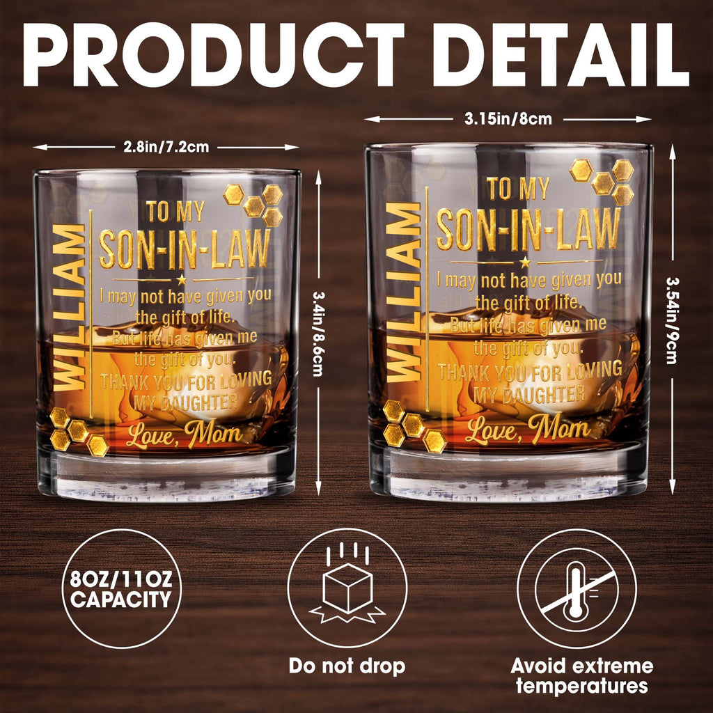 Personalized Custom Whiskey Glass Gift for Son-in-Law - 8oz/11oz Whiskey Glass GradoCreations
