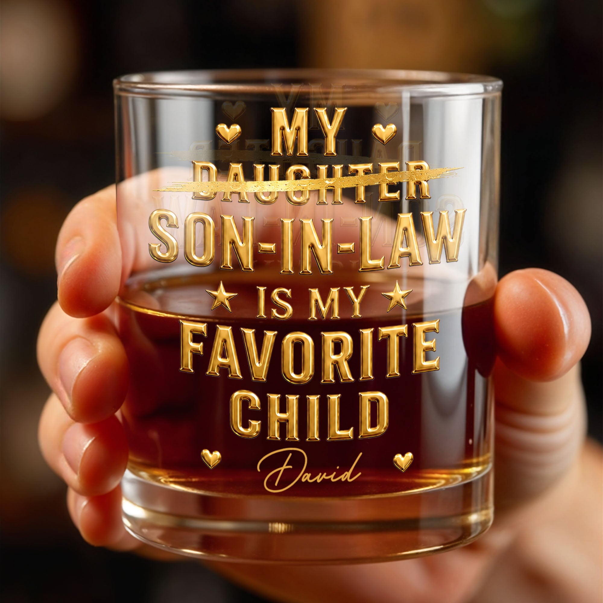 Personalized Whiskey Glass Custom Name Gift for Son-in-Law Whiskey Glass GradoCreations