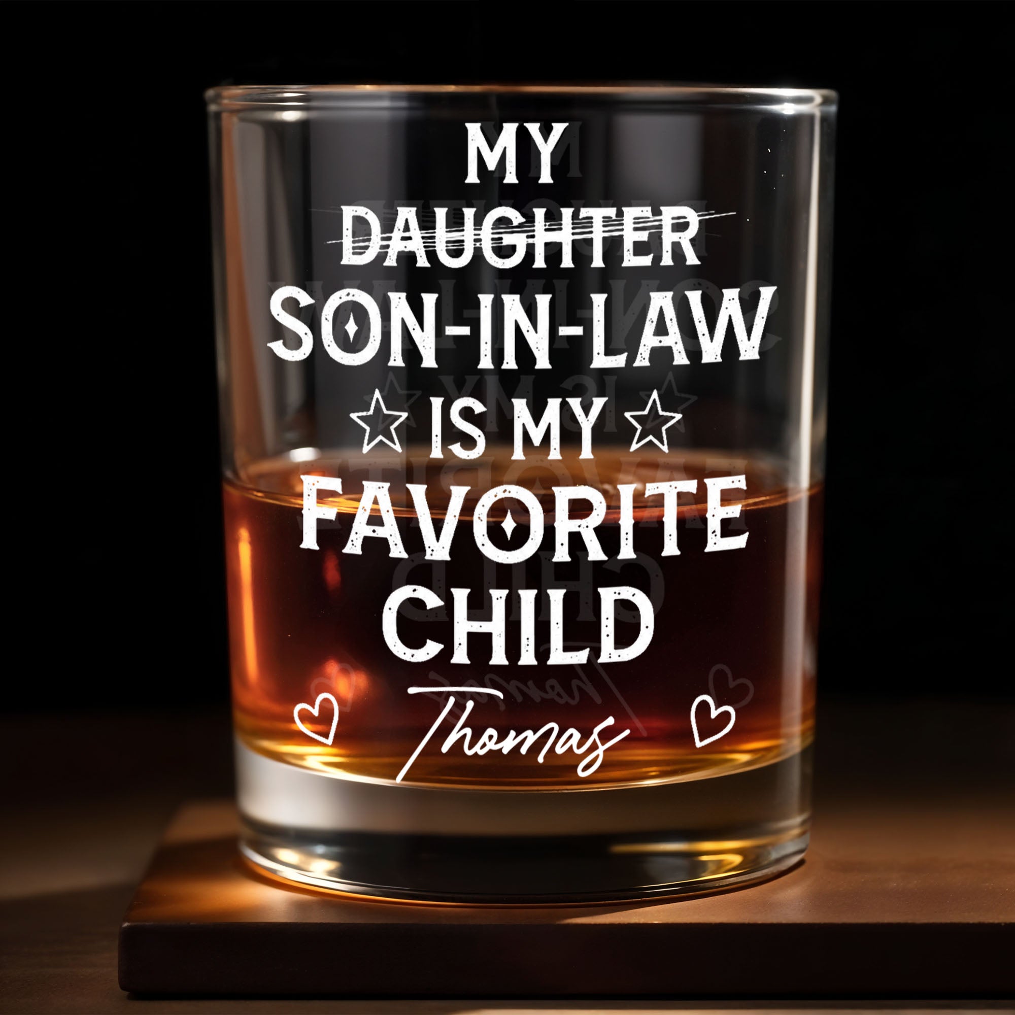 Personalized Whiskey Glass Custom Name Gift for Son-In-Law Whiskey Glass GradoCreations