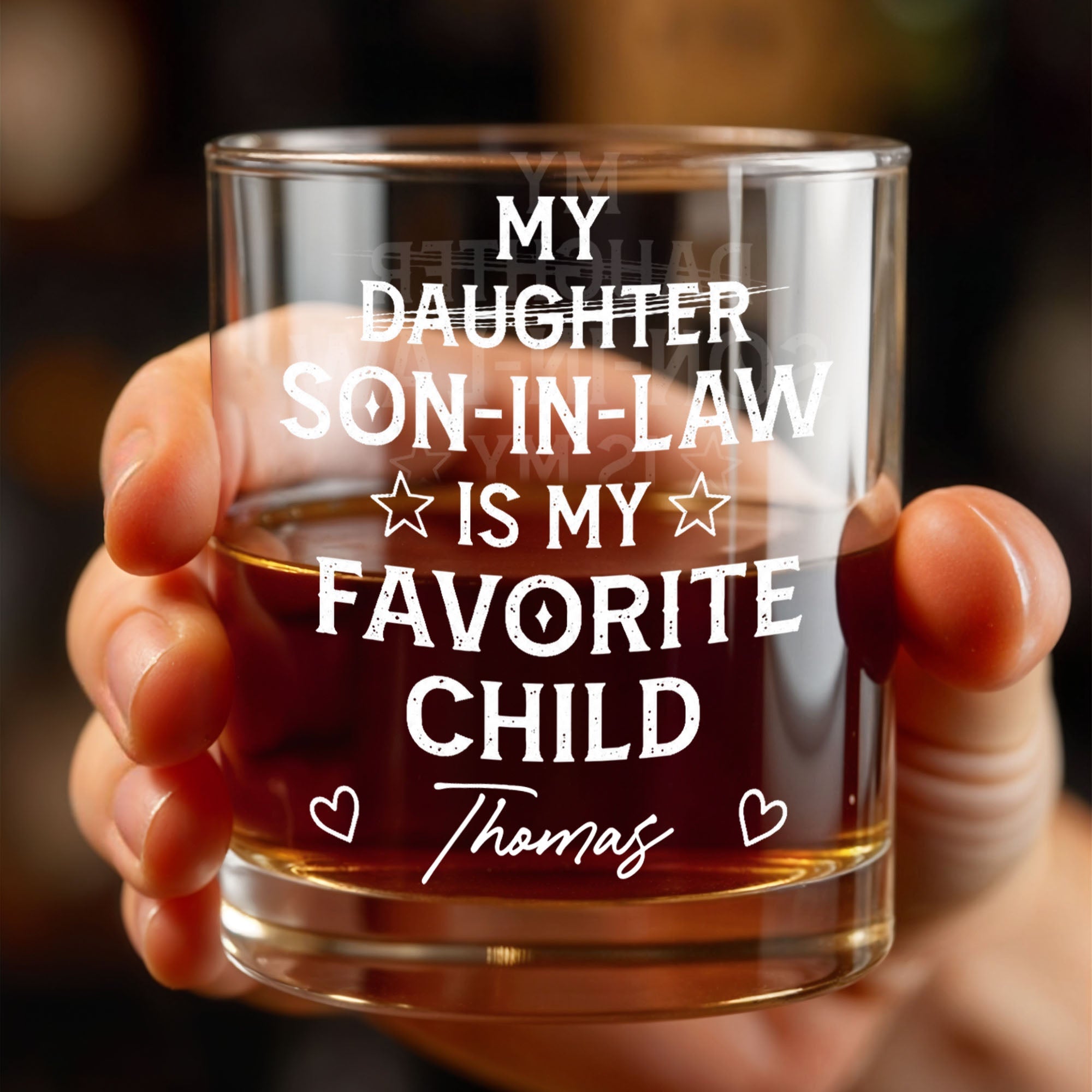 Personalized Whiskey Glass Custom Name Gift for Son-In-Law Whiskey Glass GradoCreations