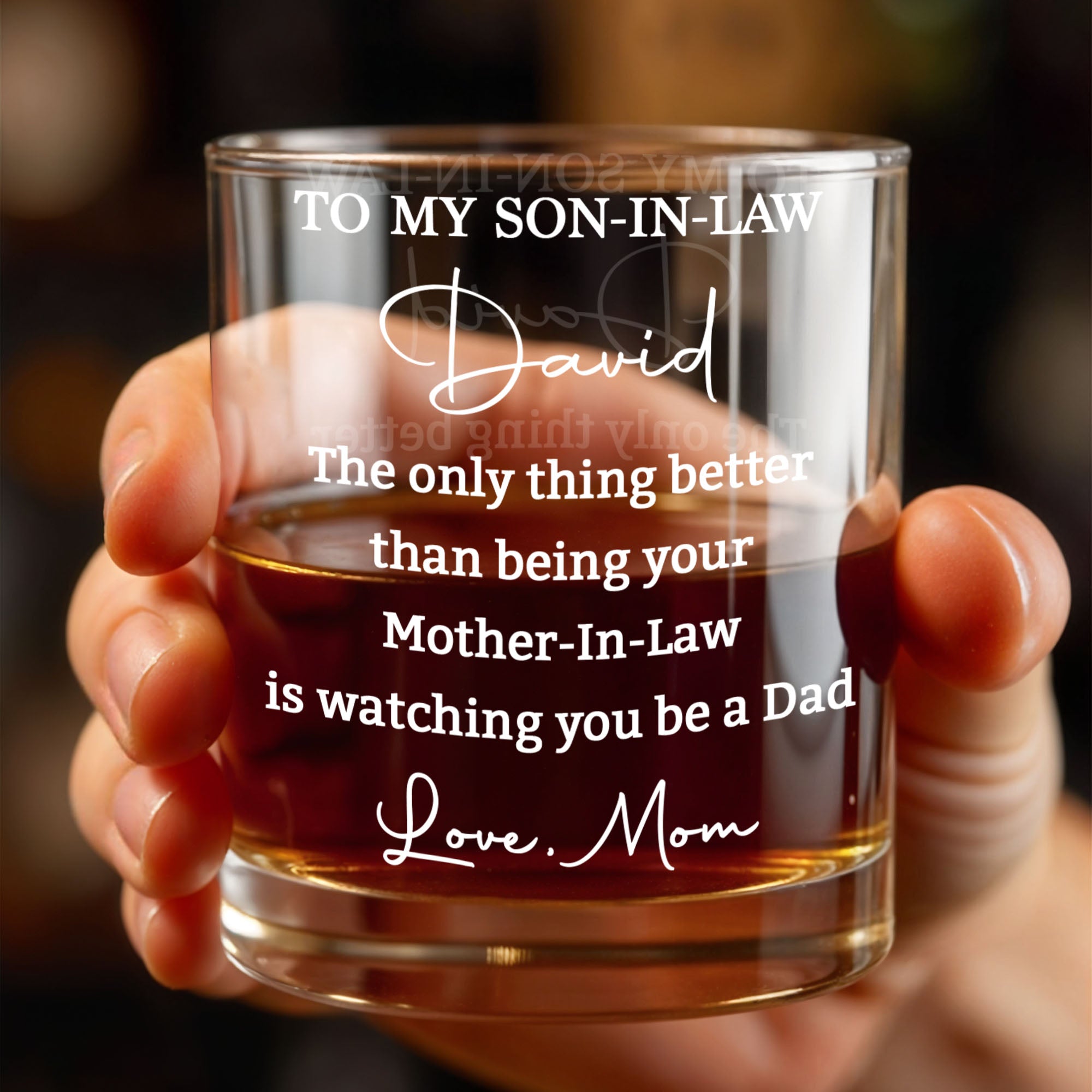 Personalized Whiskey Glass Custom Name Gift for Son-in-Law Whiskey Glass GradoCreations