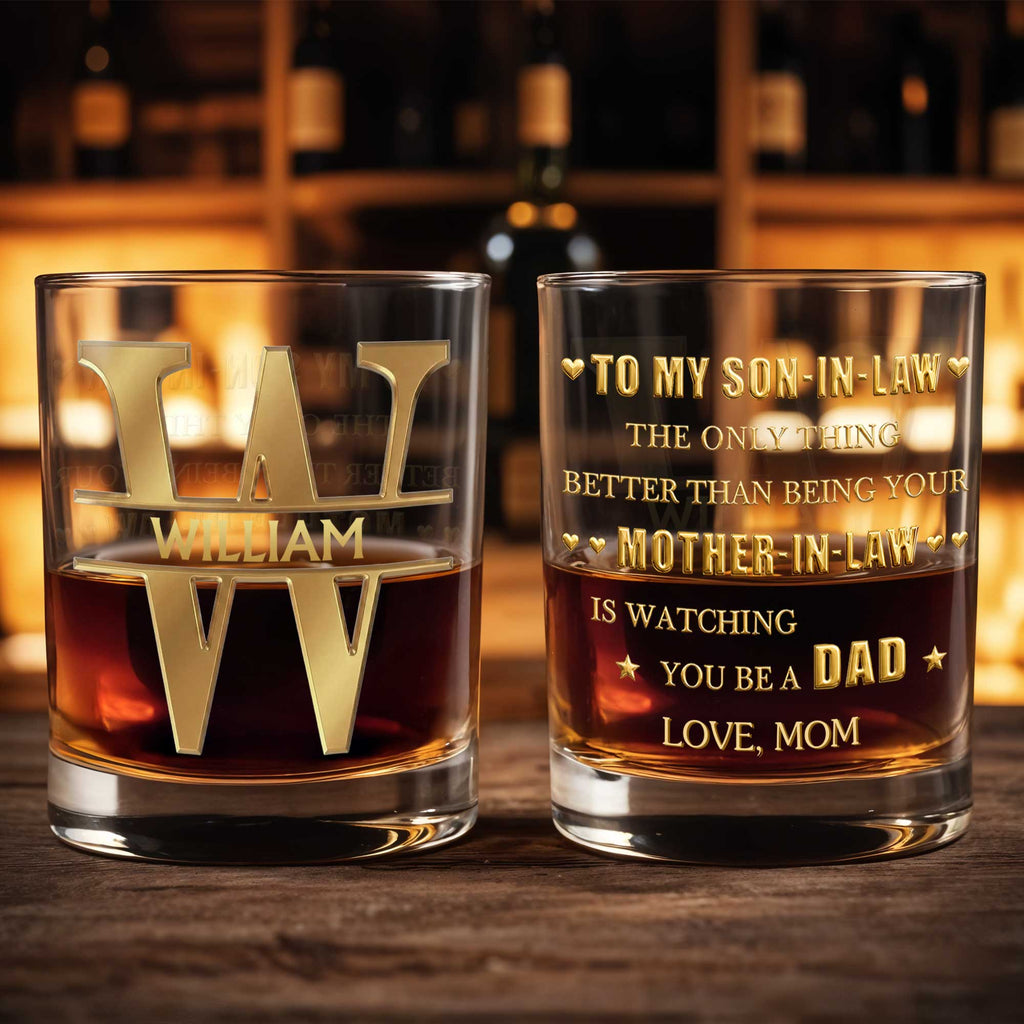 Personalized Whiskey Glass Custom Name Monogram Gift for Dad Whiskey Glass GradoCreations