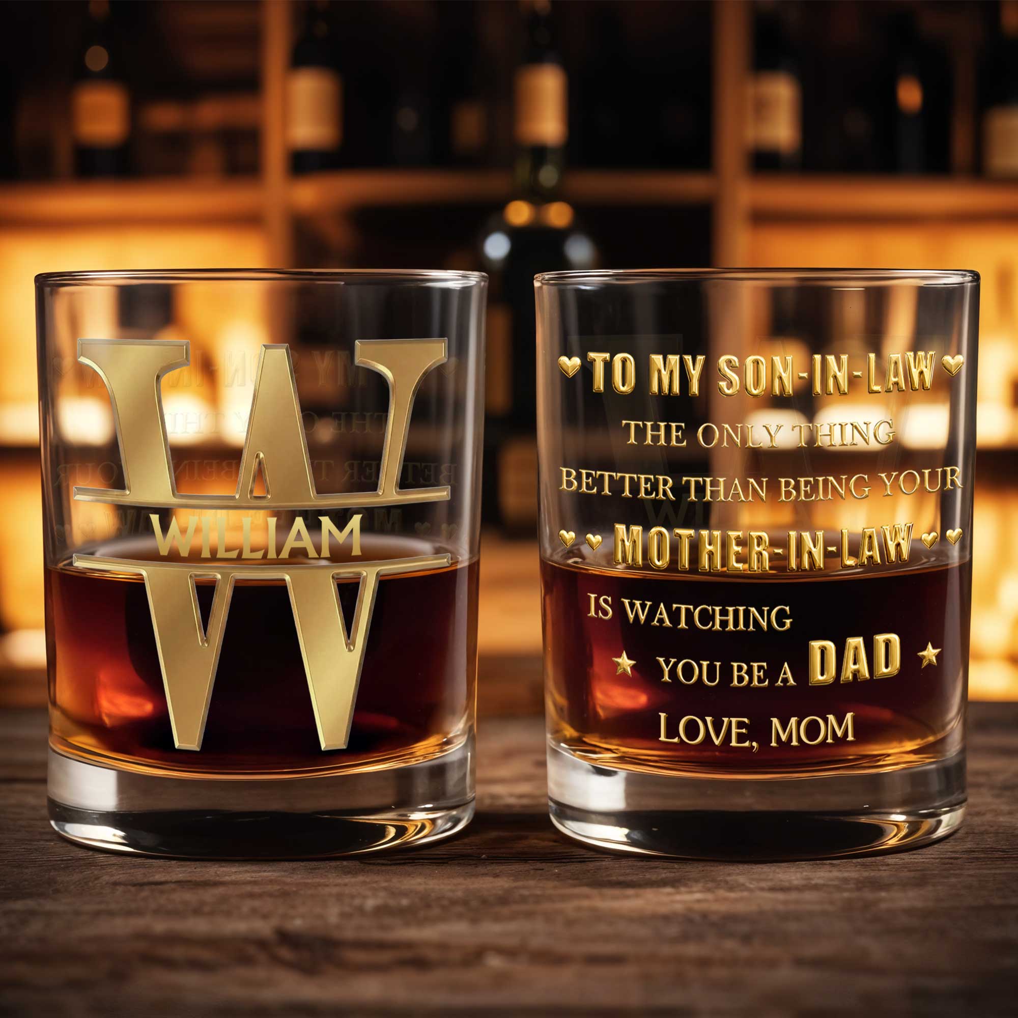 Personalized Whiskey Glass Custom Name Monogram Gift for Dad Whiskey Glass GradoCreations