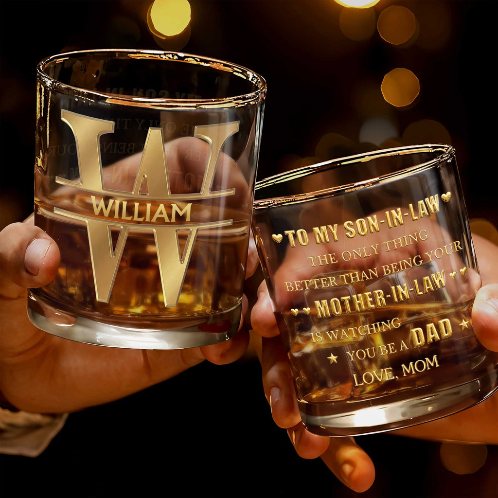 Personalized Whiskey Glass Custom Name Monogram Gift for Dad Whiskey Glass GradoCreations