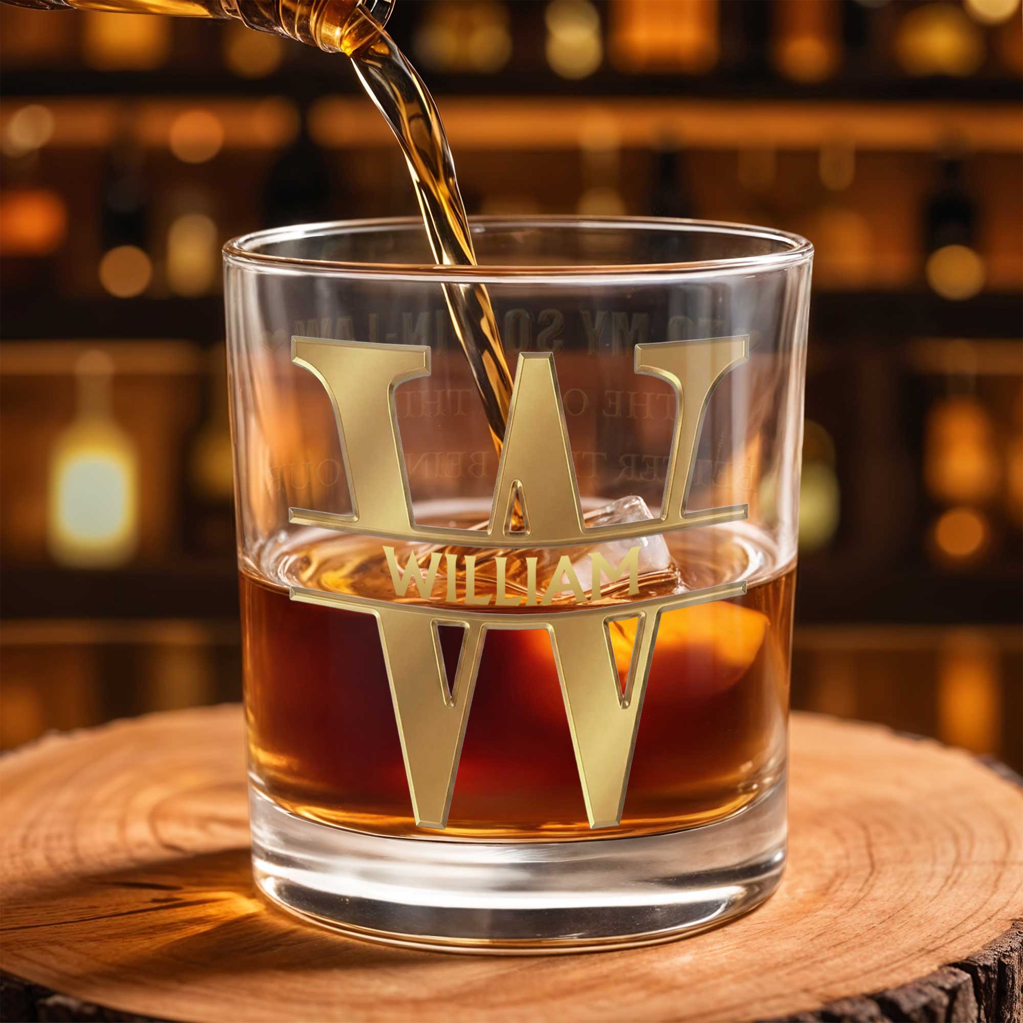 Personalized Whiskey Glass Custom Name Monogram Gift for Dad Whiskey Glass GradoCreations