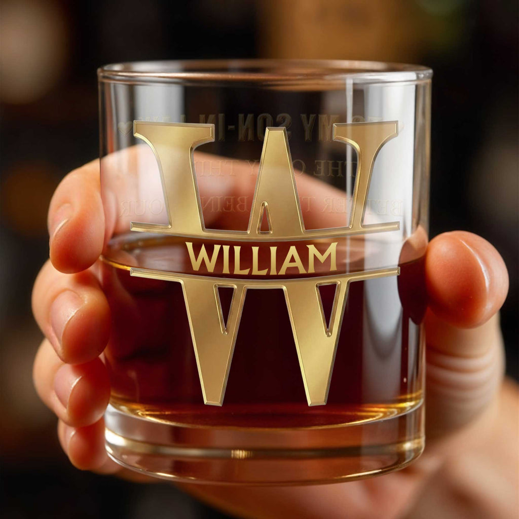 Personalized Whiskey Glass Custom Name Monogram Gift for Dad Whiskey Glass GradoCreations