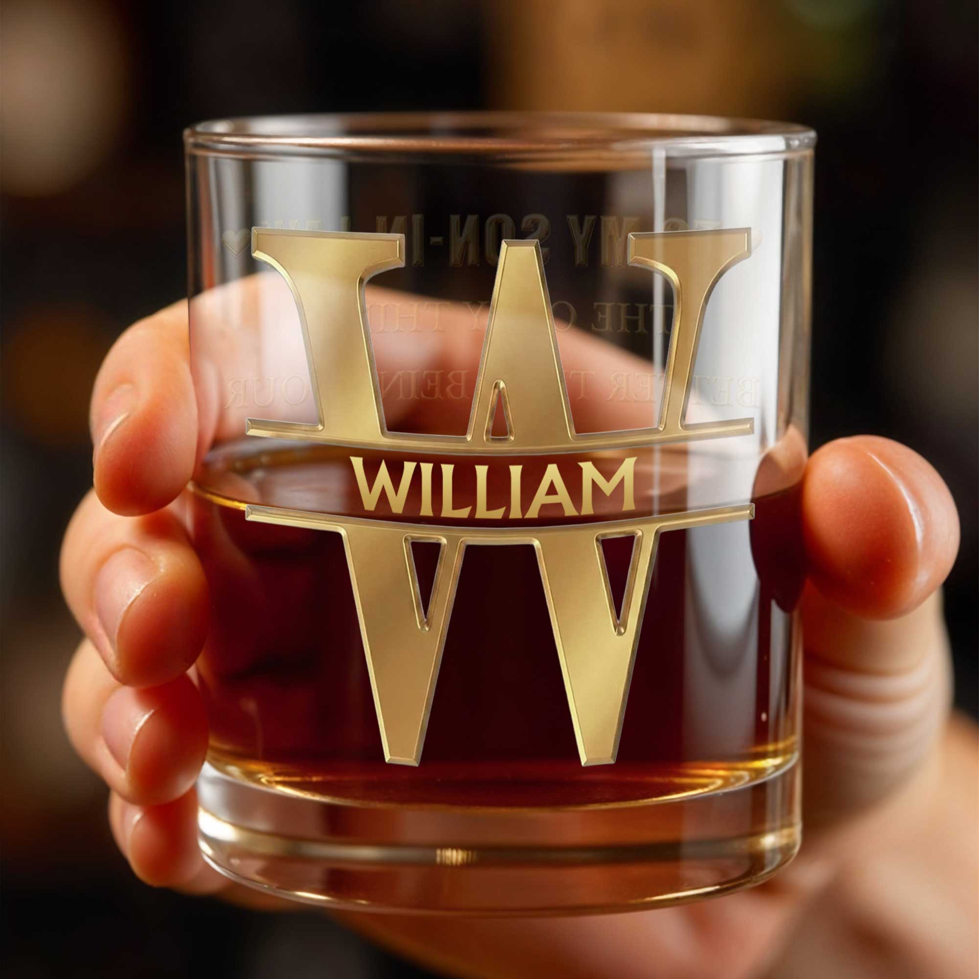 Personalized Whiskey Glass Custom Name Monogram Gift for Dad Whiskey Glass GradoCreations