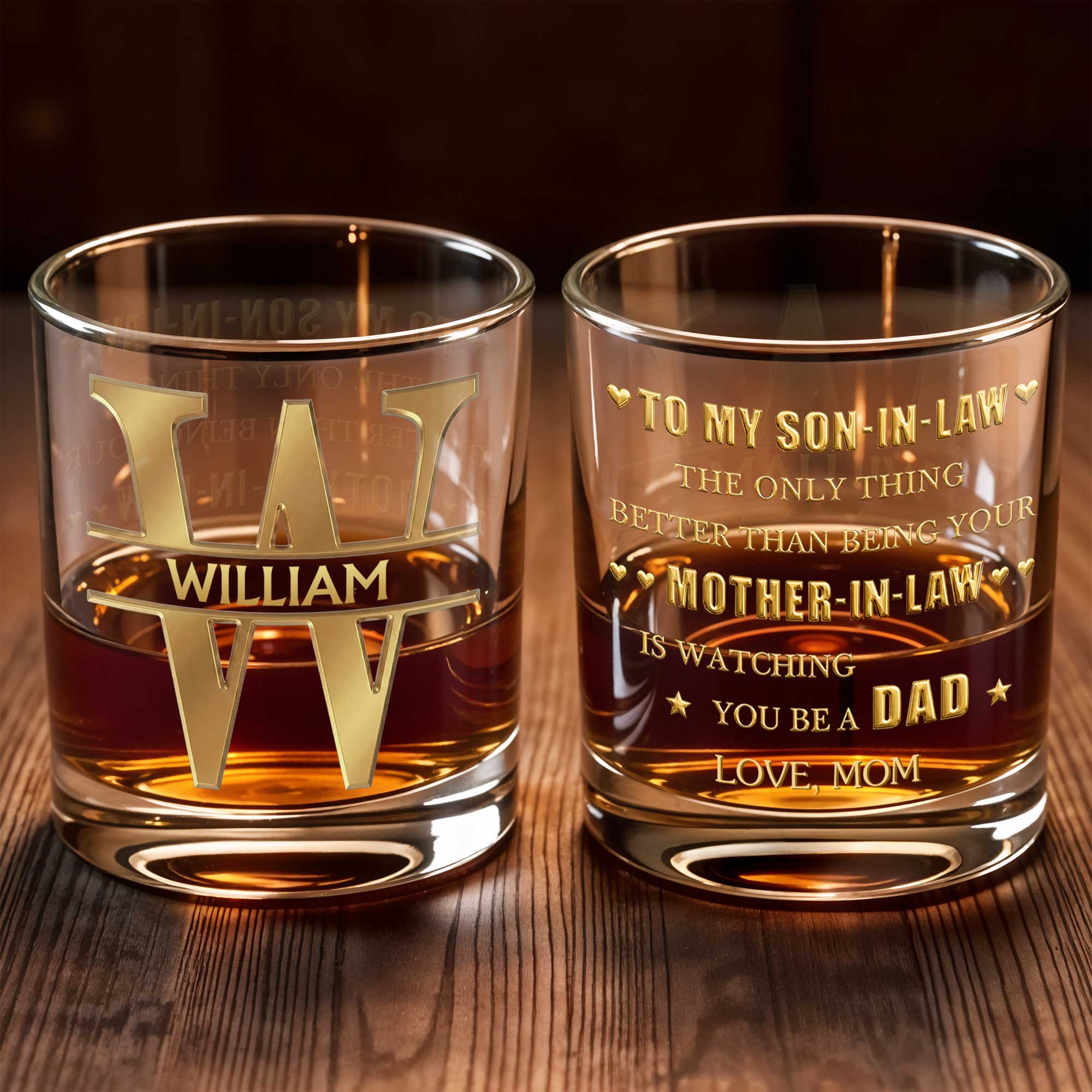 Personalized Whiskey Glass Custom Name Monogram Gift for Dad Whiskey Glass GradoCreations