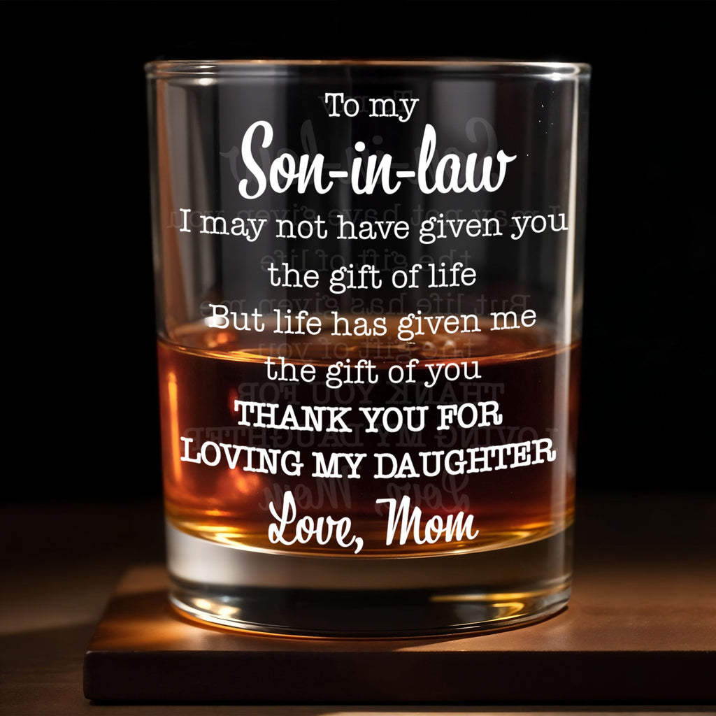 Personalized Custom Whiskey Glass Gift for Son-in-Law - 8oz & 11oz Whiskey Glass GradoCreations