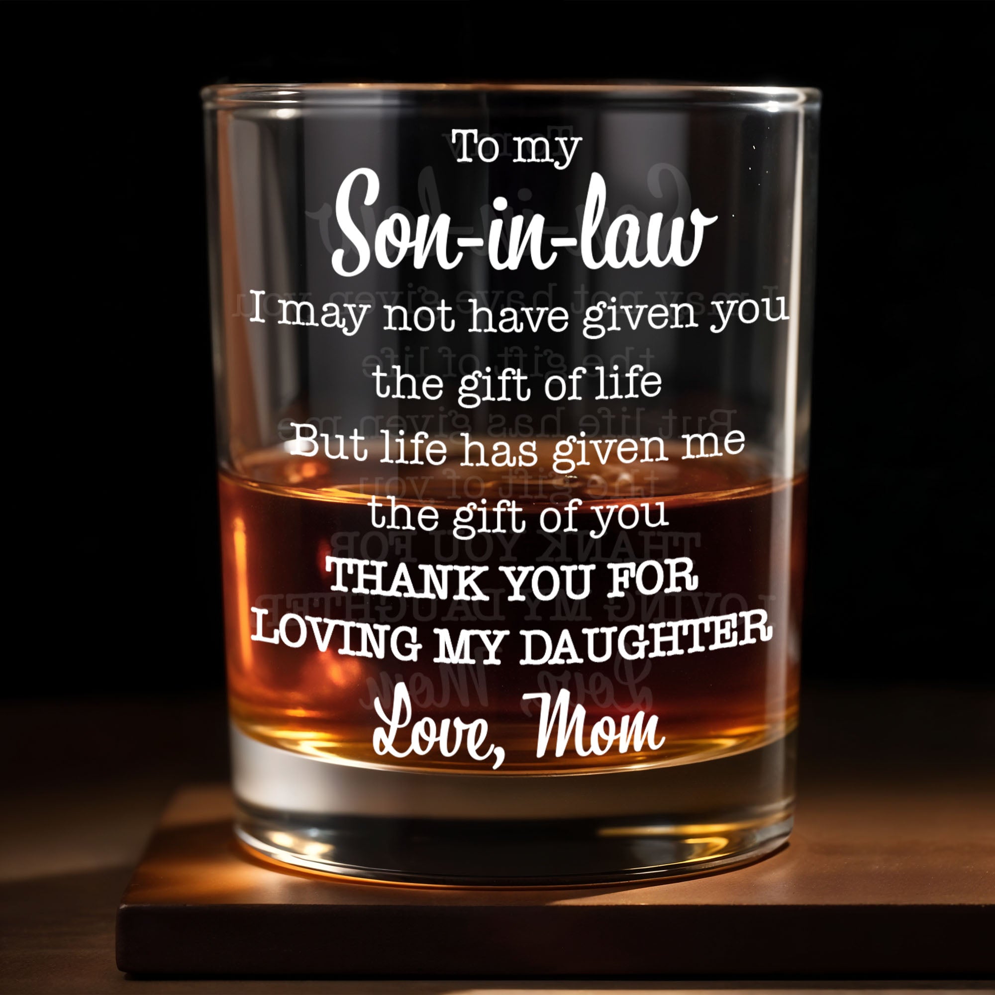 Personalized Custom Whiskey Glass Gift for Son-in-Law - 8oz & 11oz Whiskey Glass GradoCreations