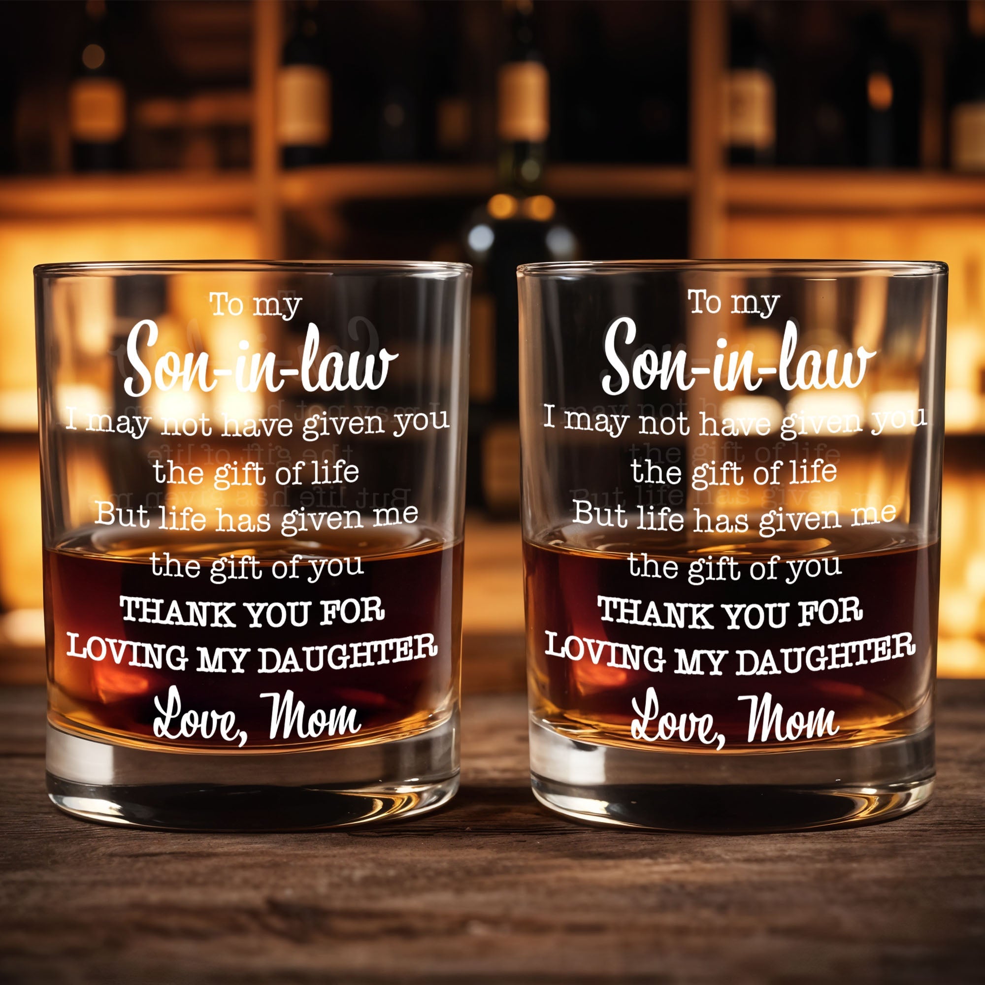 Personalized Custom Whiskey Glass Gift for Son-in-Law - 8oz & 11oz Whiskey Glass GradoCreations