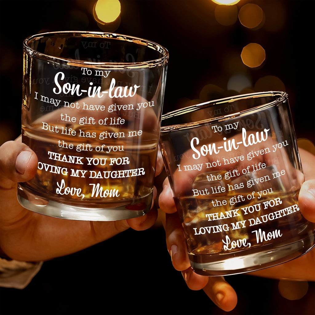 Personalized Custom Whiskey Glass Gift for Son-in-Law - 8oz & 11oz Whiskey Glass GradoCreations
