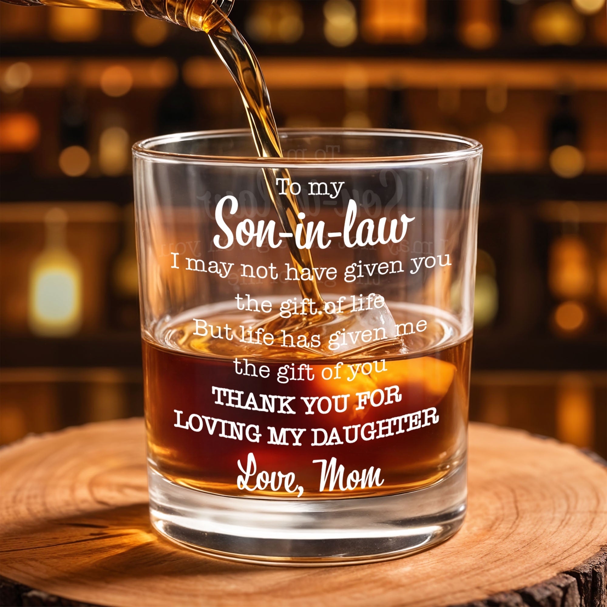 Personalized Custom Whiskey Glass Gift for Son-in-Law - 8oz & 11oz Whiskey Glass GradoCreations