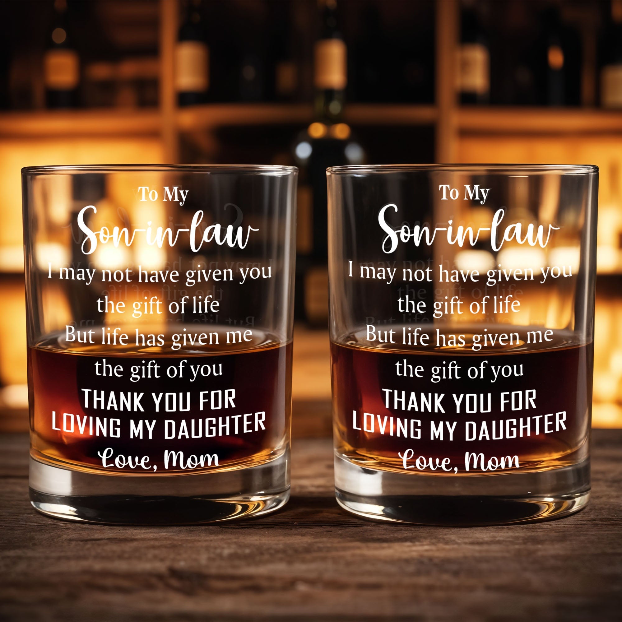 Personalized Whiskey Glass Custom Text Gift for Son-in-Law Whiskey Glass GradoCreations