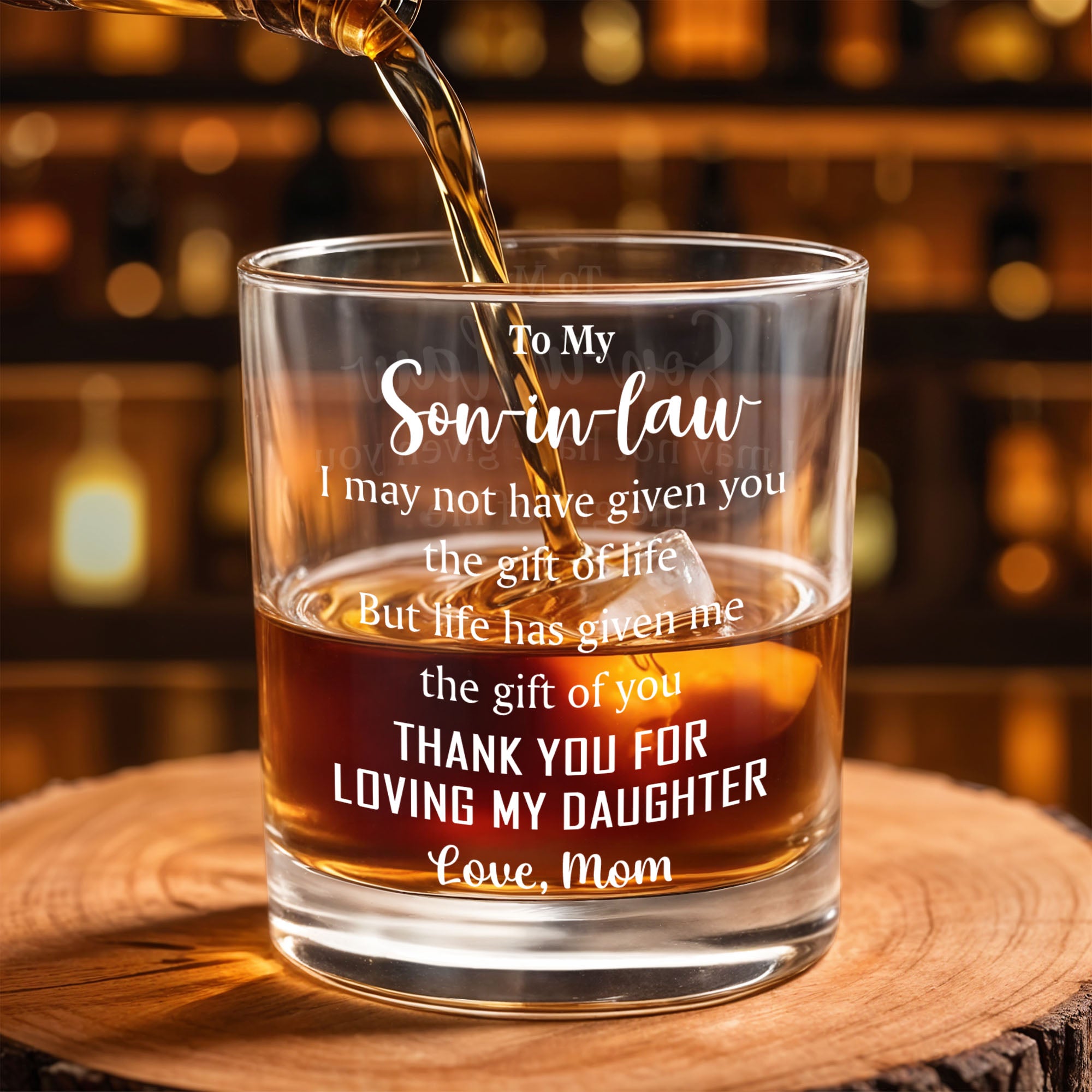 Personalized Whiskey Glass Custom Text Gift for Son-in-Law Whiskey Glass GradoCreations