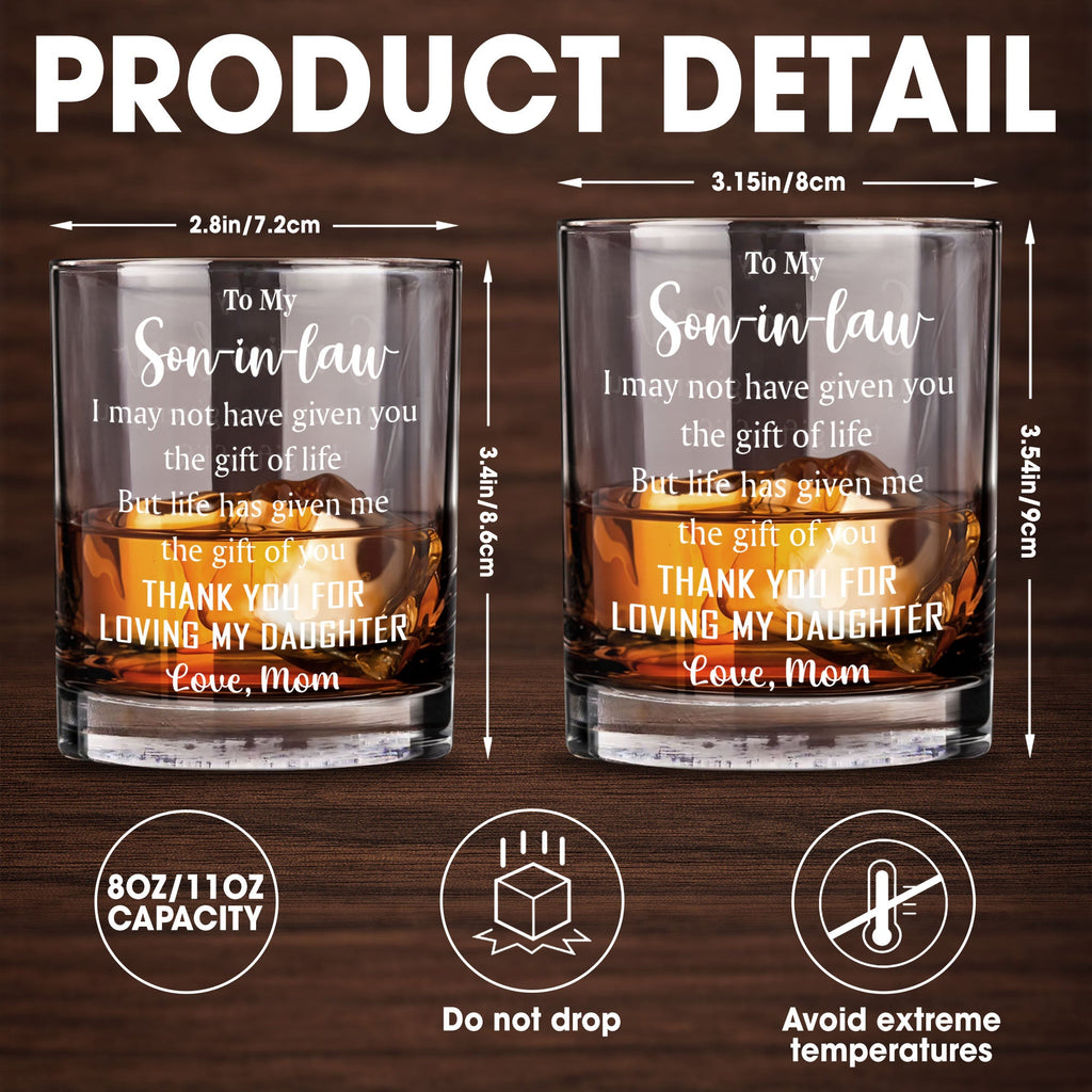 Personalized Whiskey Glass Custom Text Gift for Son-in-Law Whiskey Glass GradoCreations